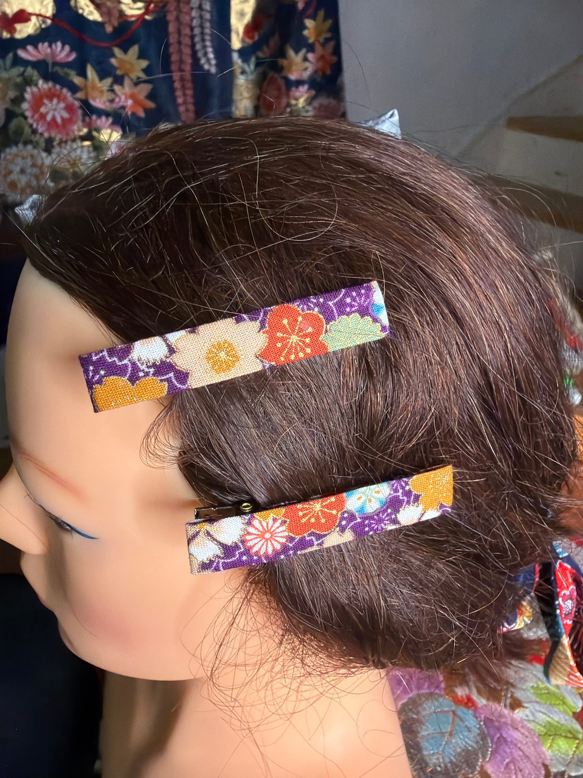 2 Clip pince à cheveux coton japonais