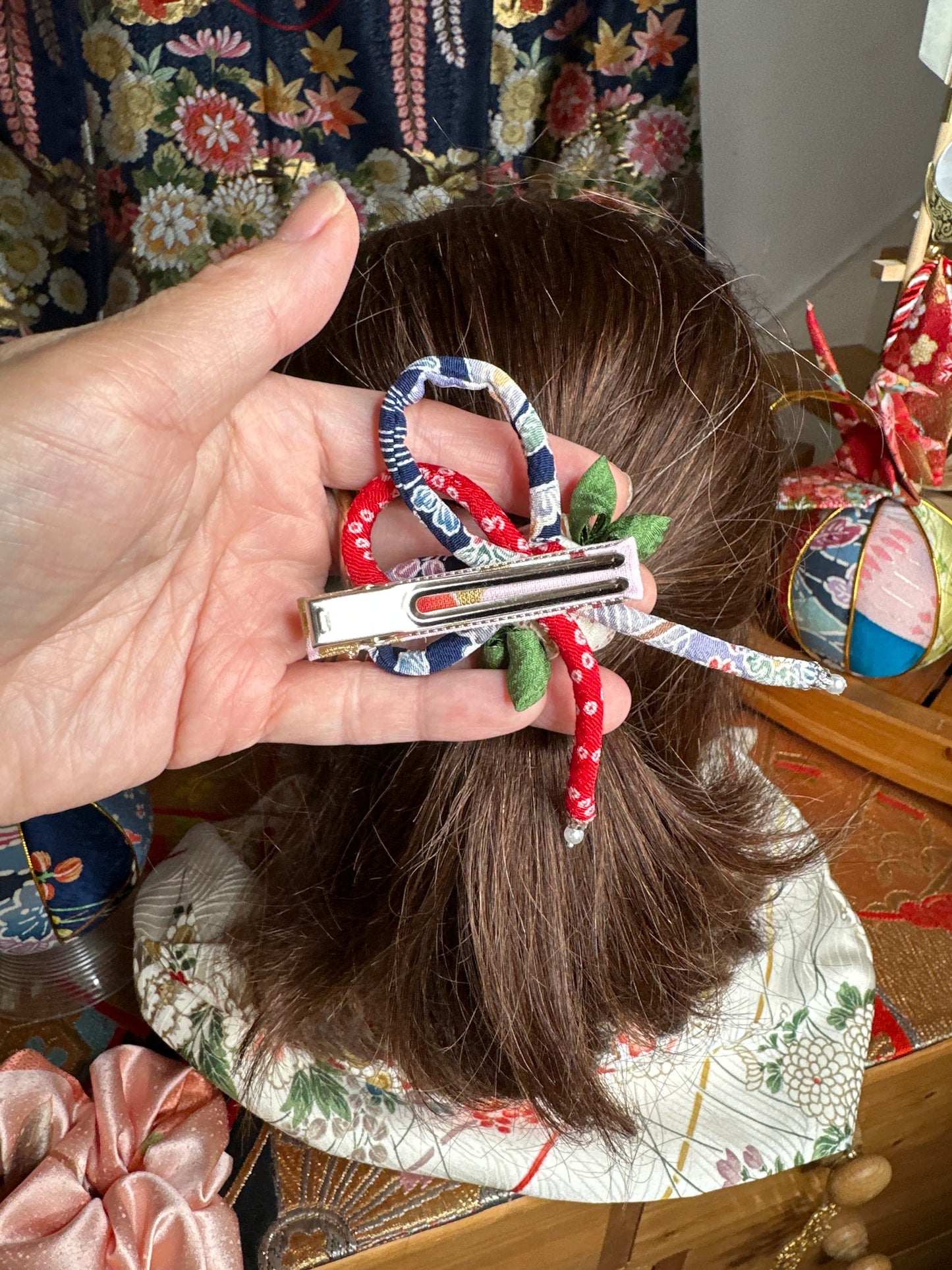 Pince à cheveux kimono en soie