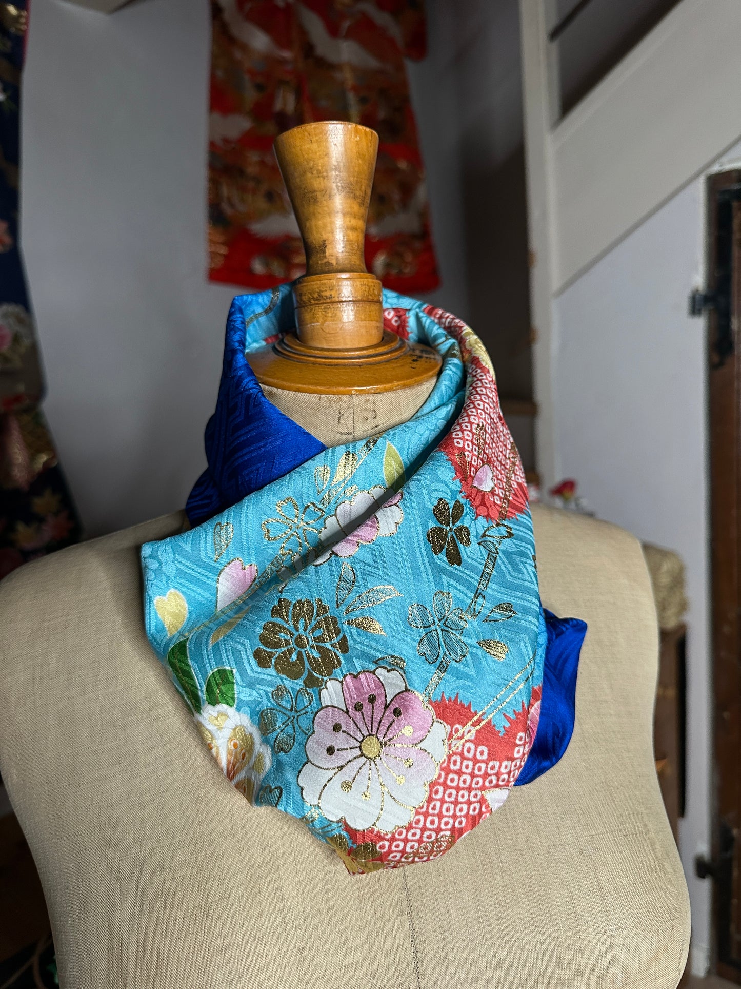 Tour de cou snood kimono japonais en soie