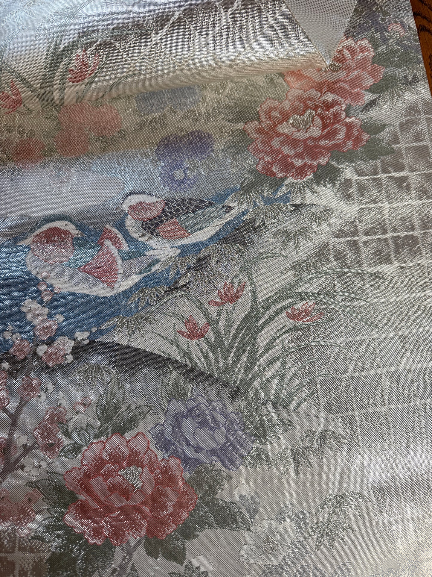 Chemin de table Obi japonais en saganishiki platine