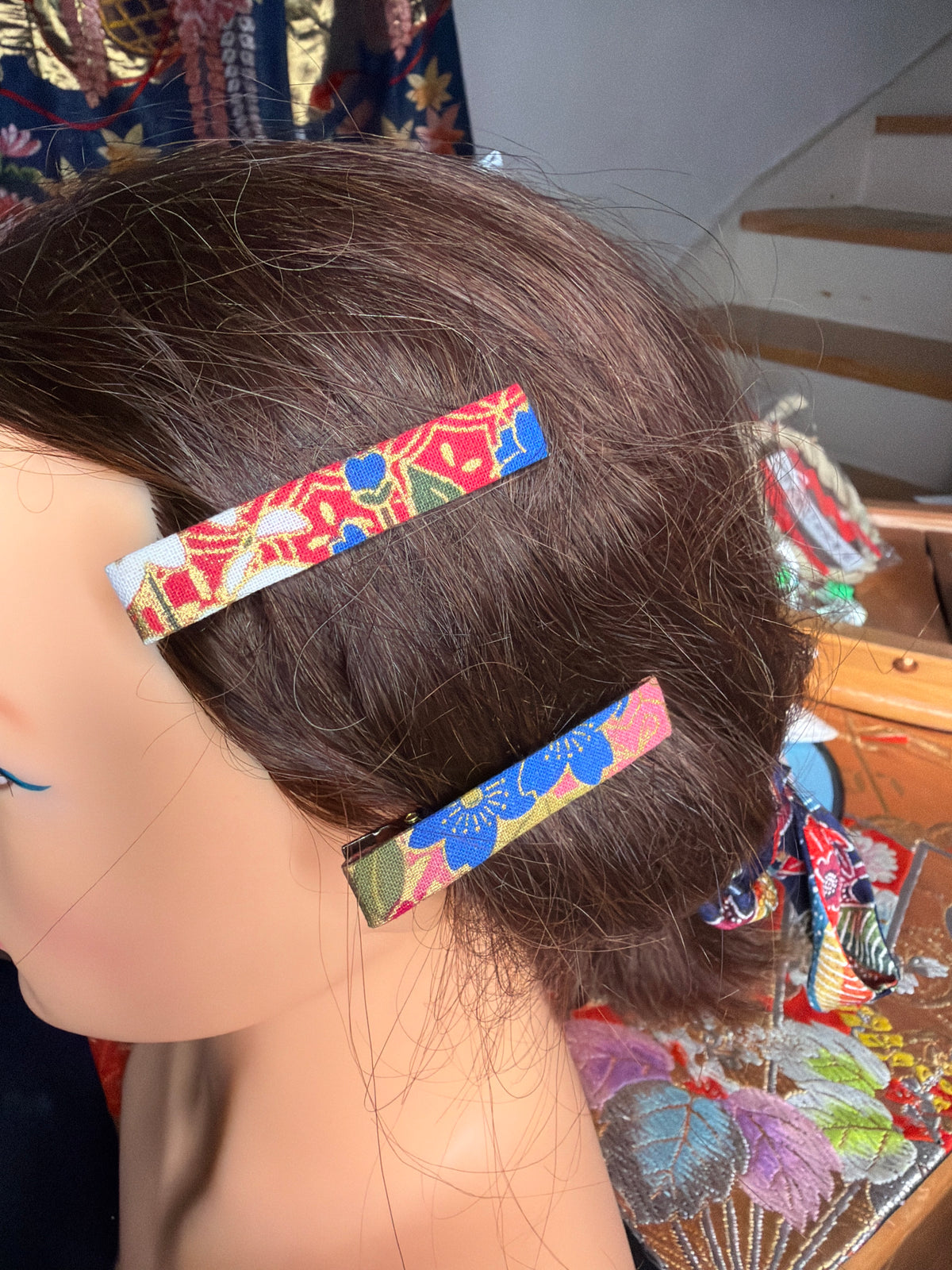 2 Pince à cheveux clips tissu en coton