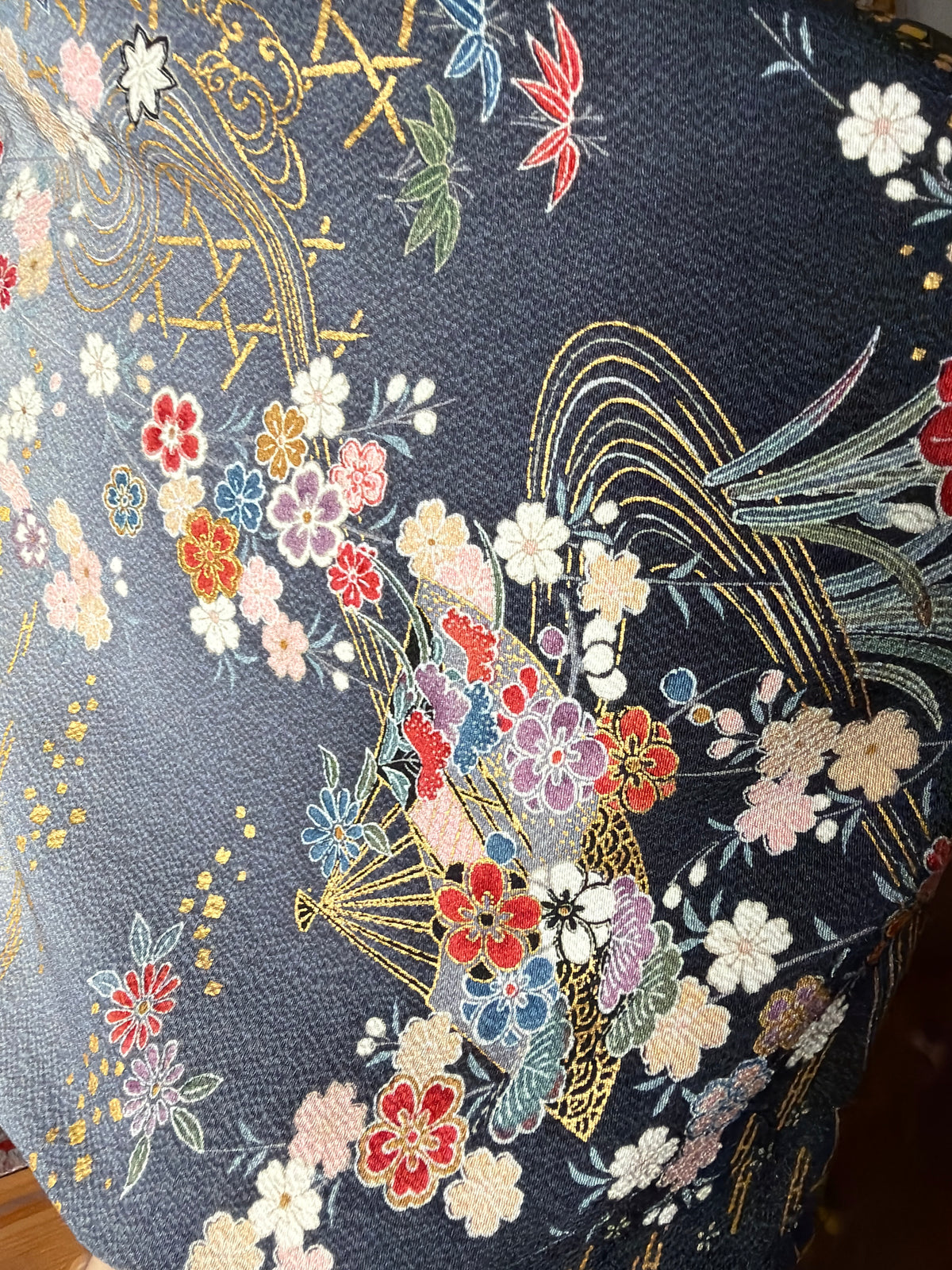 Foulard châle réversible en soie de kimono japonais