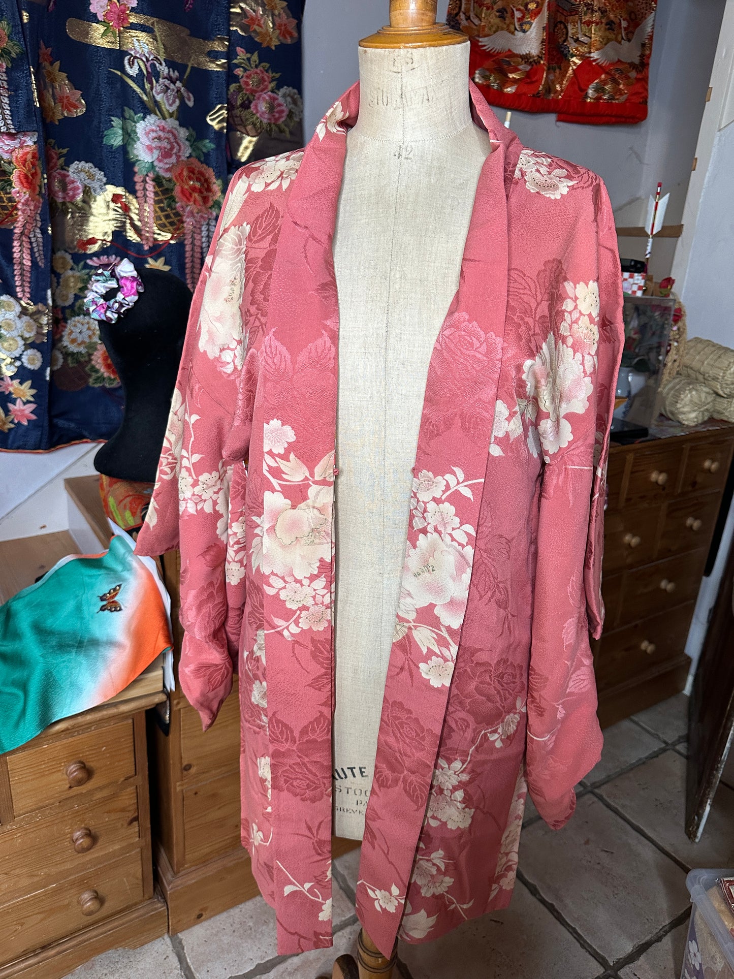 Haori veste de kimono japonais en soie vintage