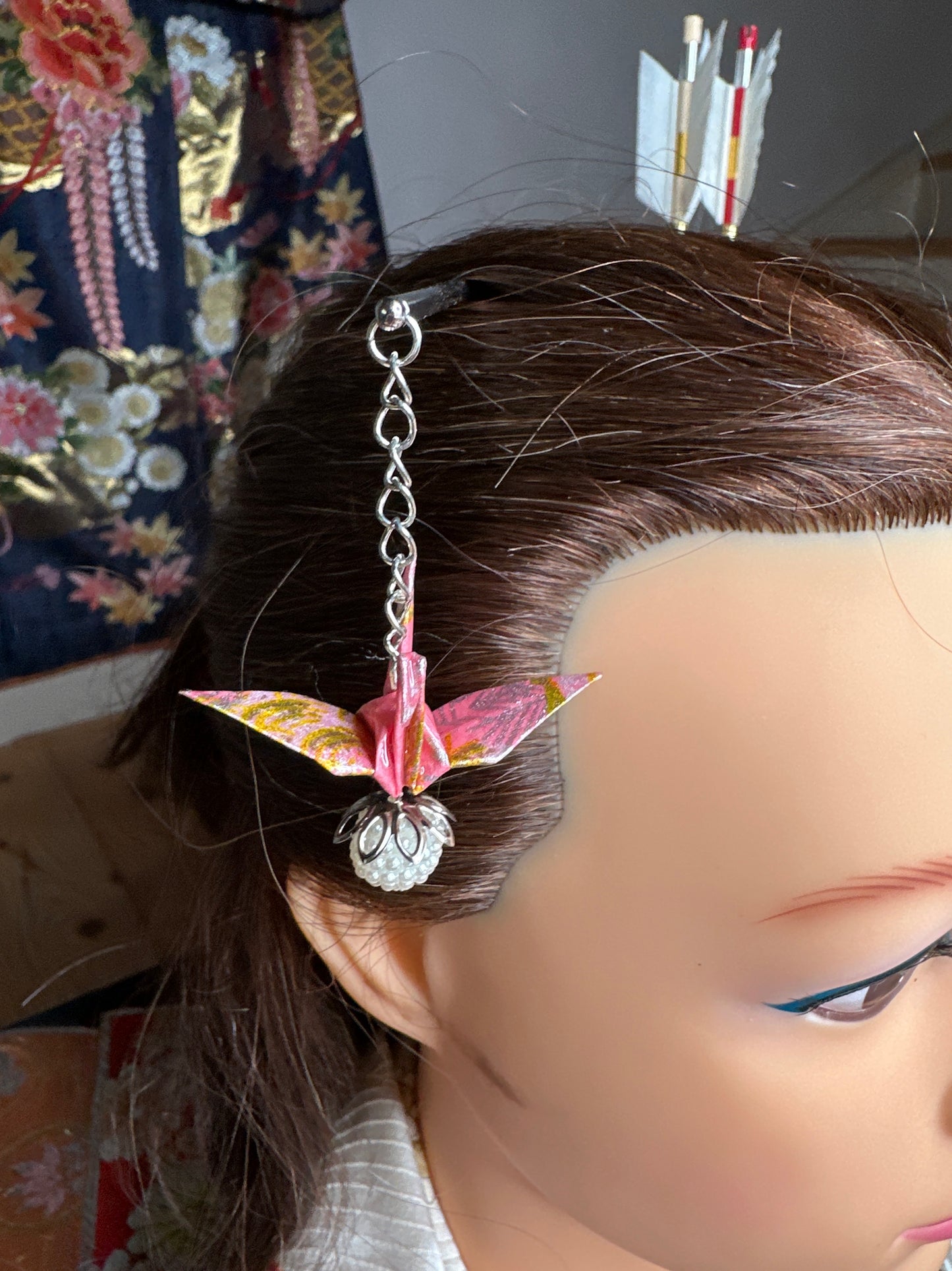 Kanzashi grue oiseau washi