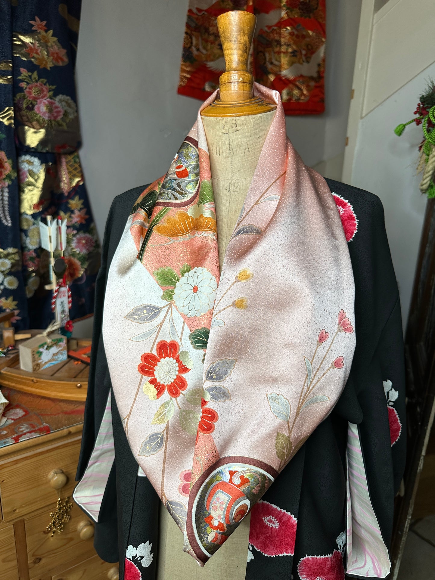 Tour de cou foulard en soie Kimono