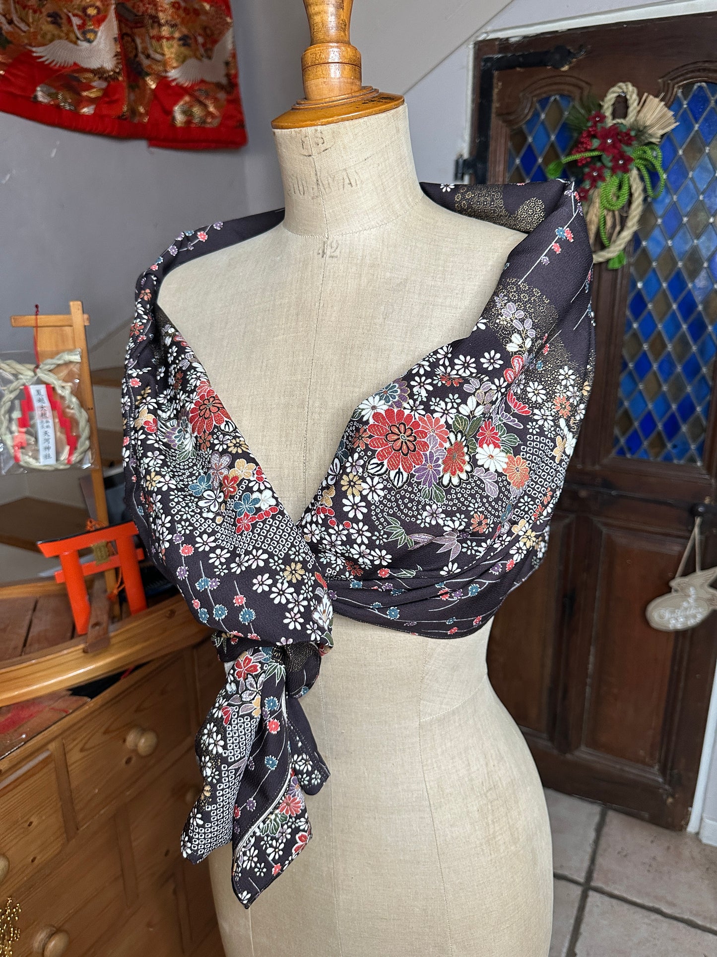 Cape tunique en soie kimono