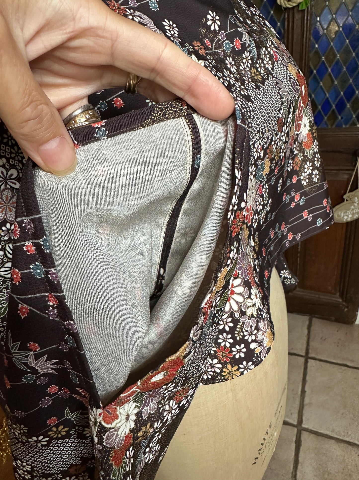 Cape tunique en soie kimono