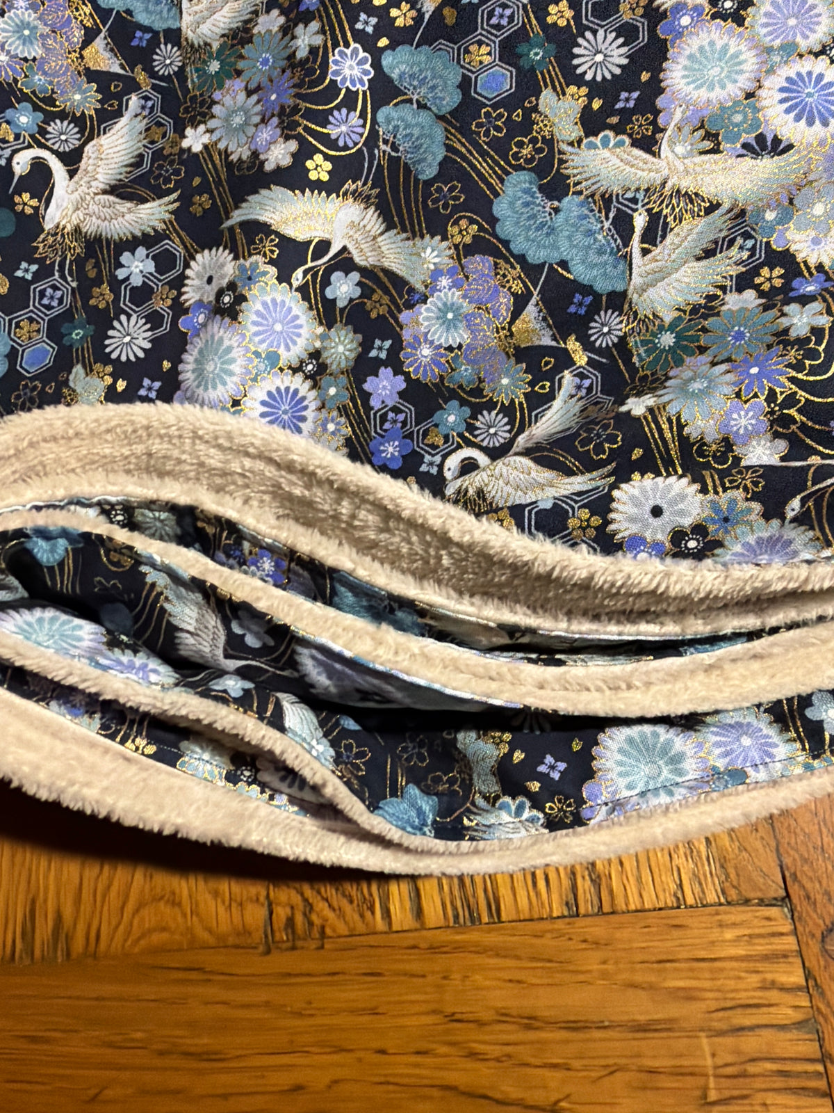 Momonga veste réversible tissu japonais en coton et micropolaire