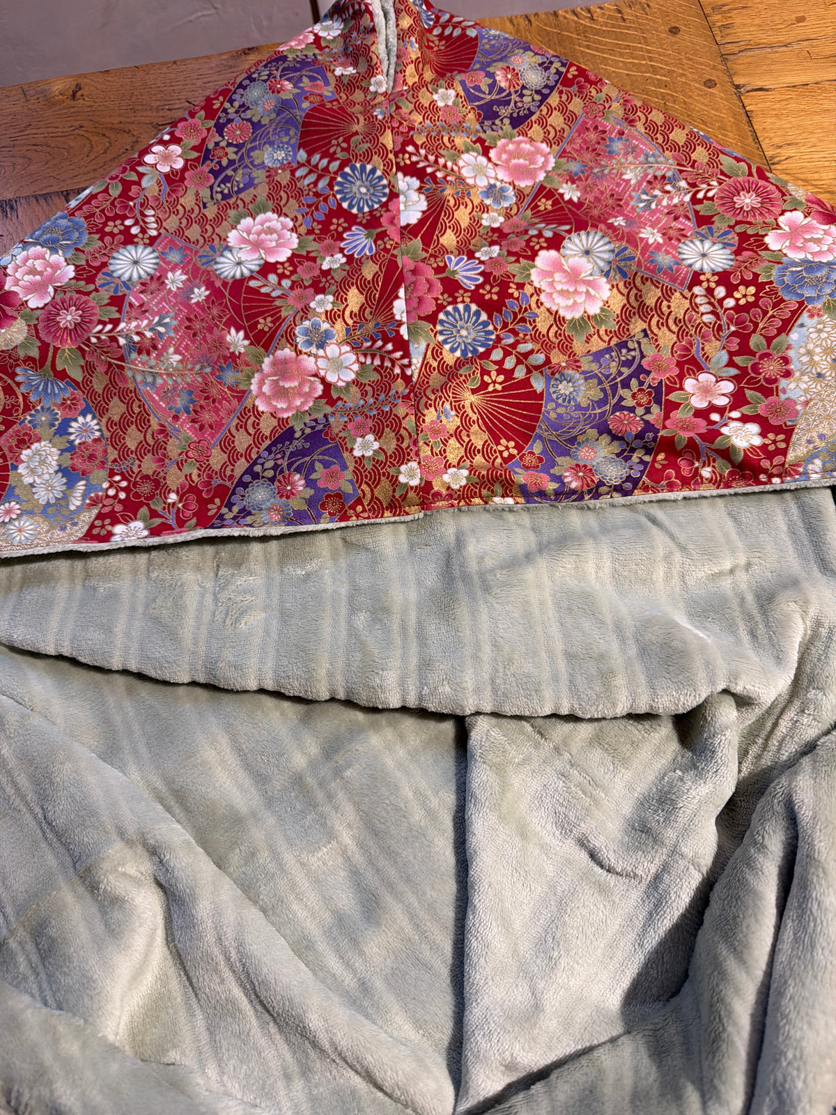 Momonga veste réversible tissu japonais en coton et micropolaire