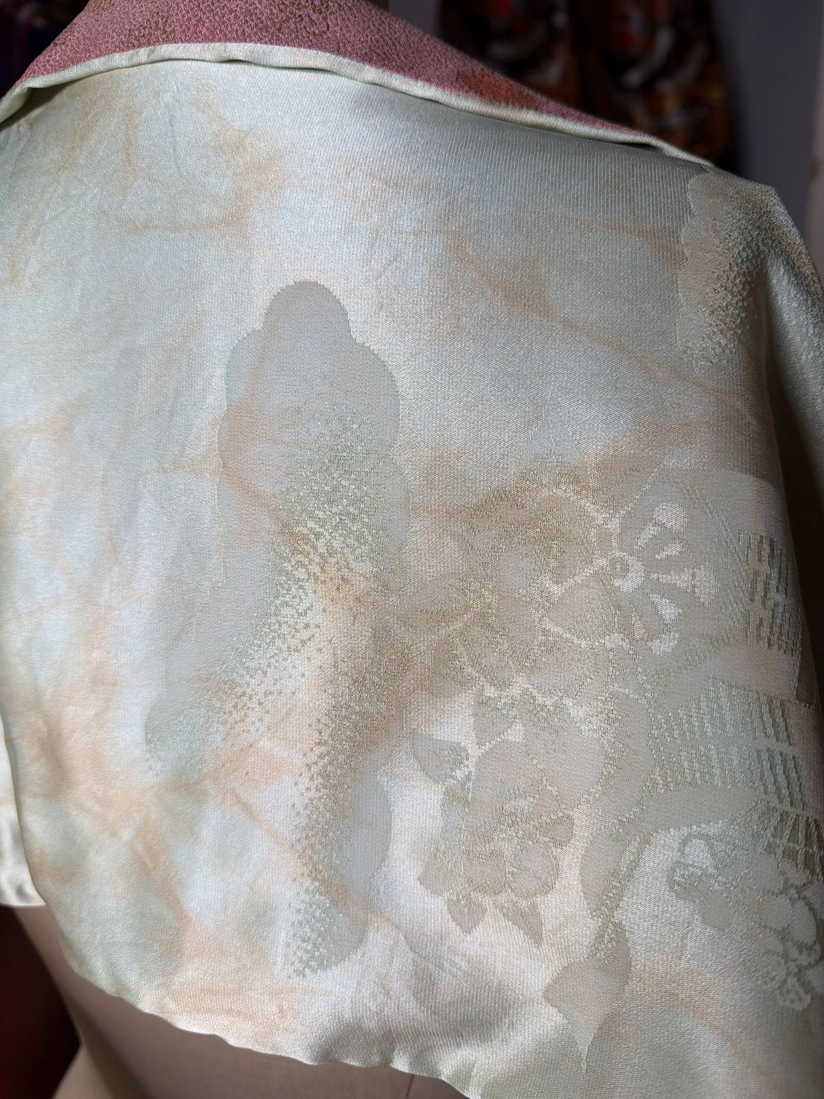 Foulard réversible kimono japonais jyuban et tango Chirimen