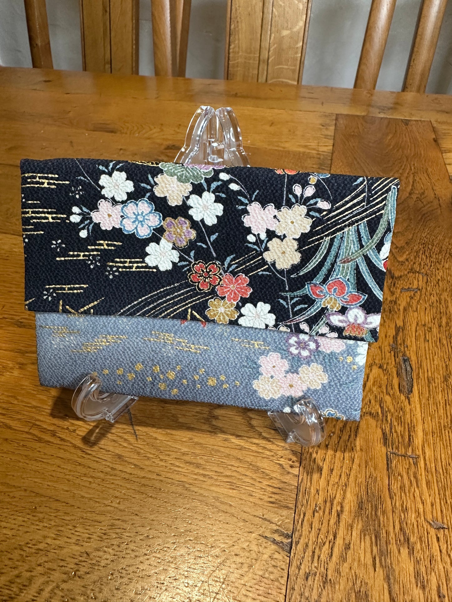 Pochette 2 compartiments kimono japonais en soie