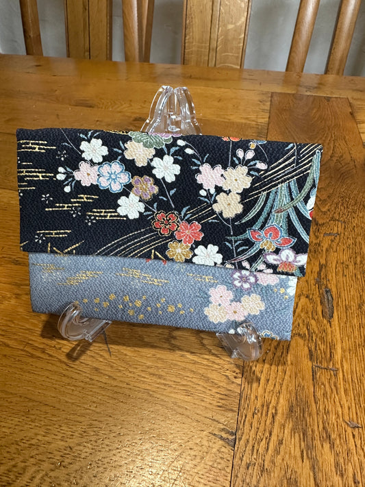 Pochette 2 compartiments kimono japonais en soie