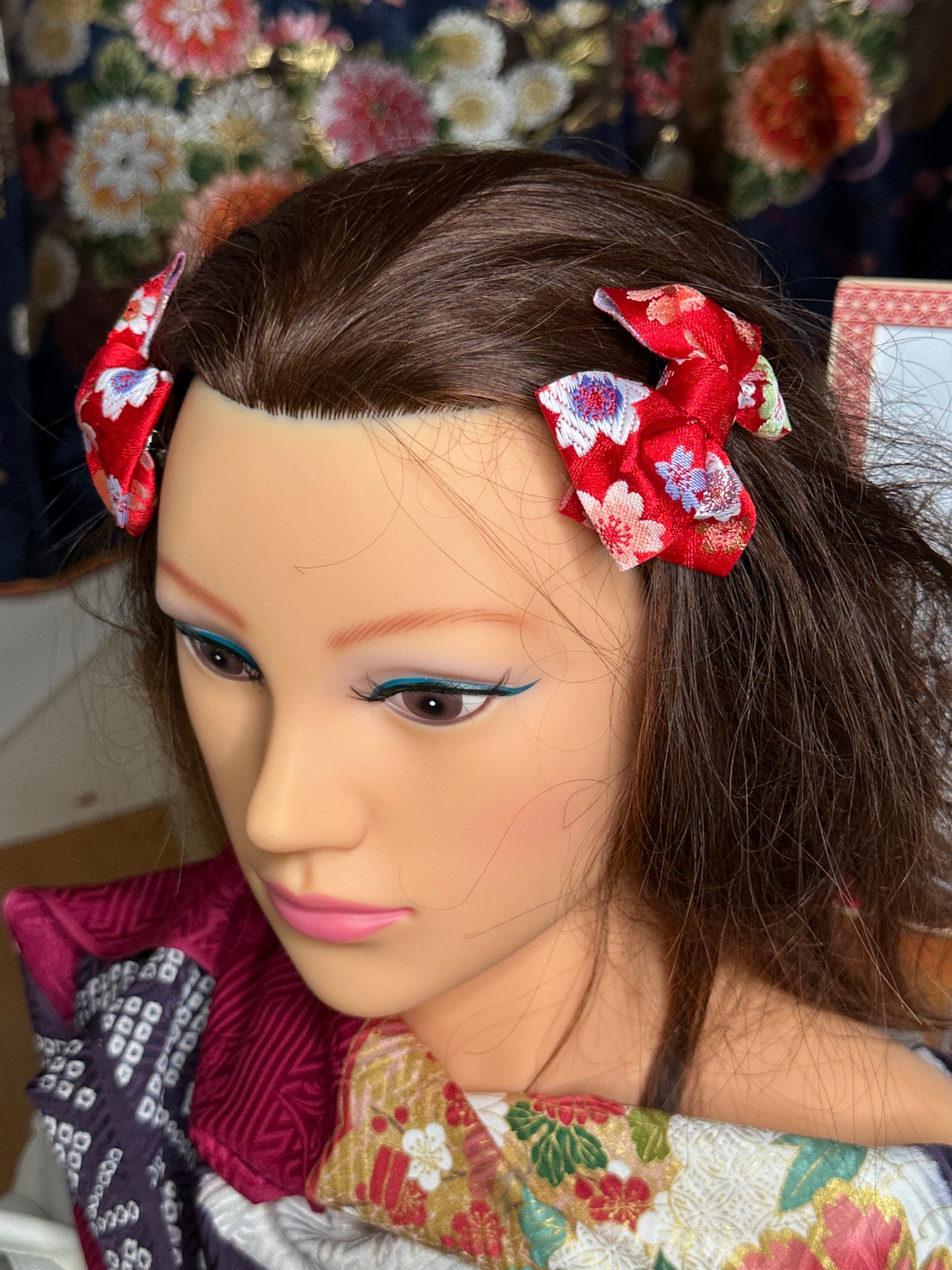 2 pinces à cheveux rubans japonais