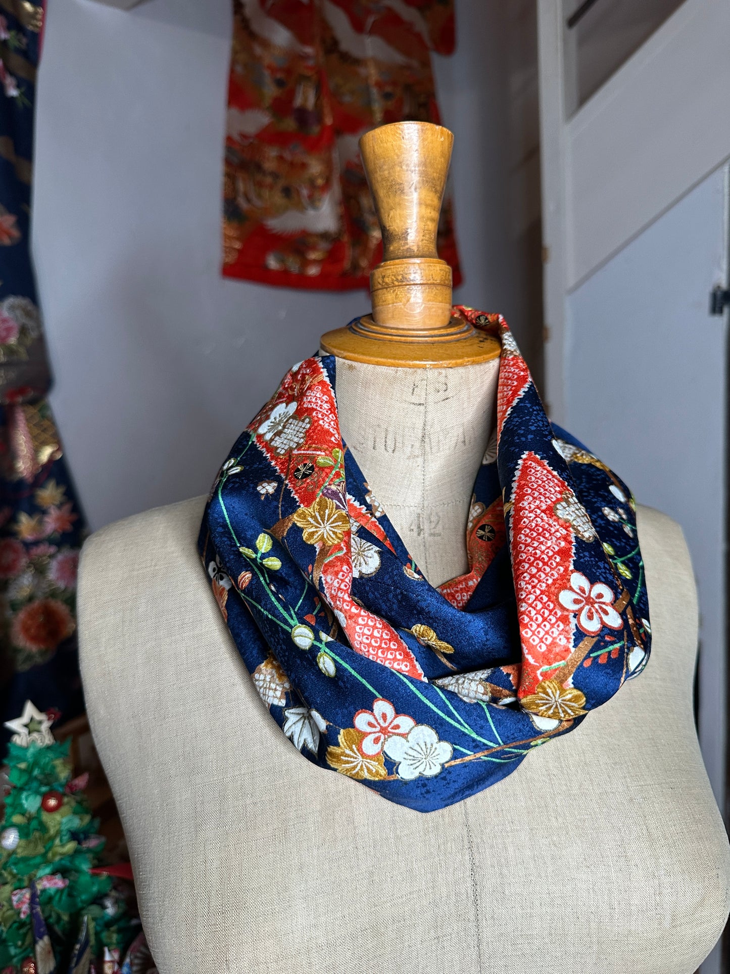 Tour de cou foulard kimono japonais en soie