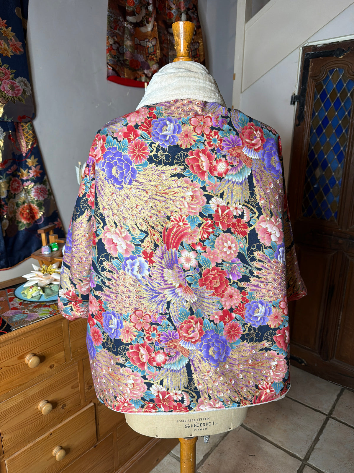 Veste momonga tissu japonais en coton et intérieur polaire  double face