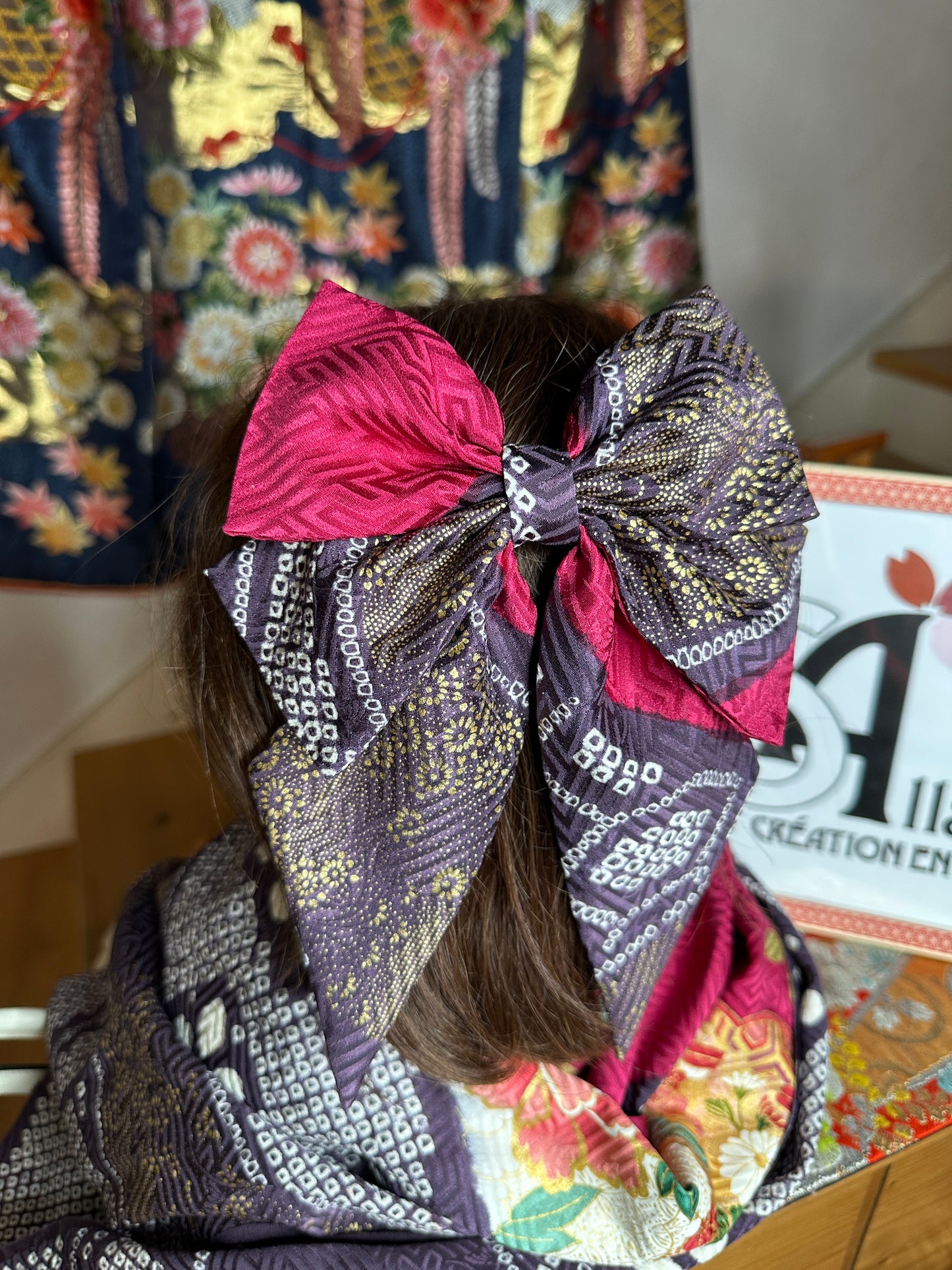 Barette japonaise kimono furisode en soie Neuf