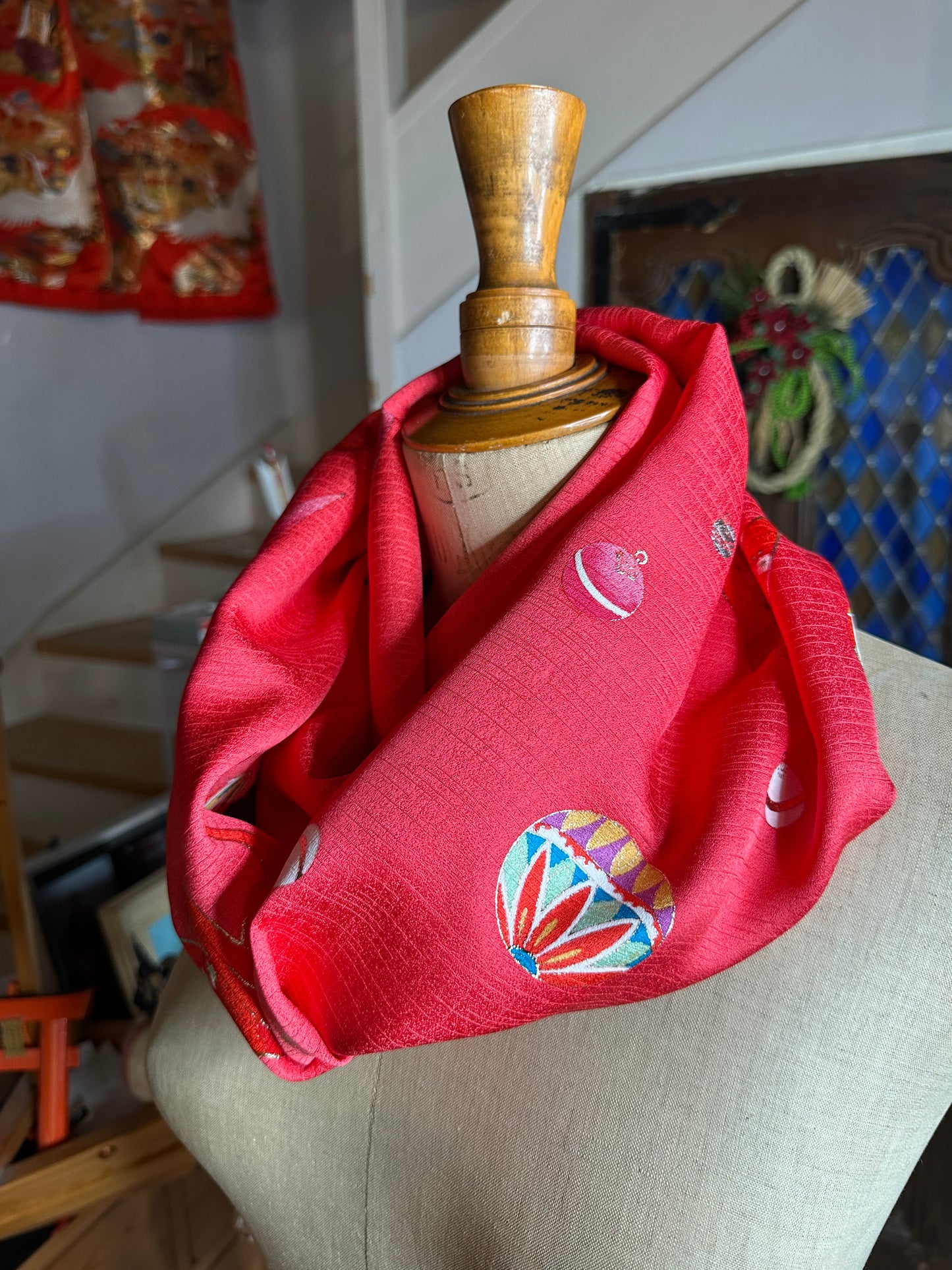 Tour de cou snood kimono japonais enfant en soie