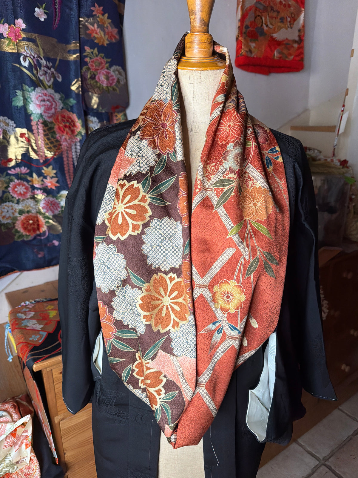 Tour de cou snood furisode kimono japonais en soie