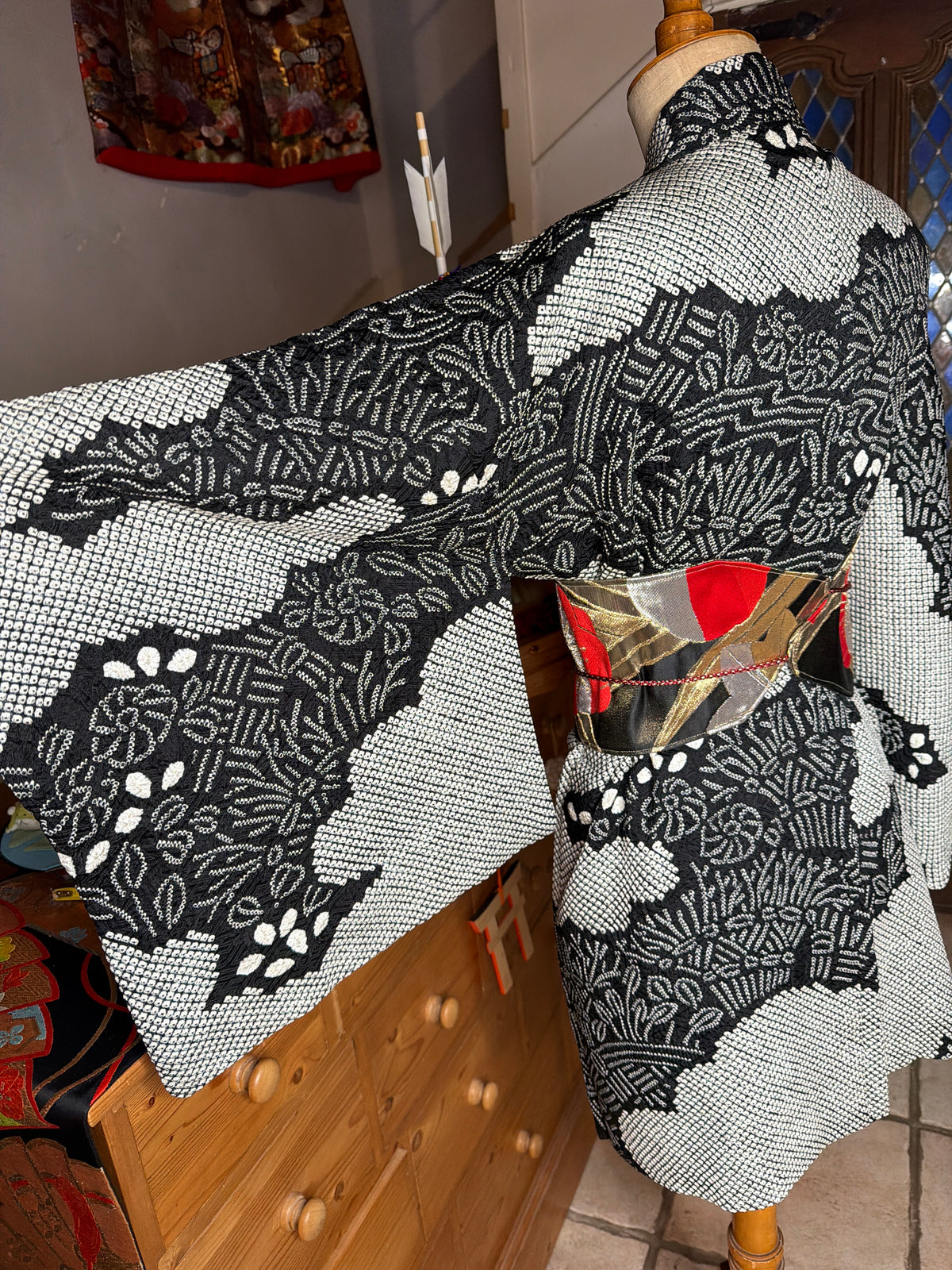 Haori veste de kimono japonais en soie Shibori