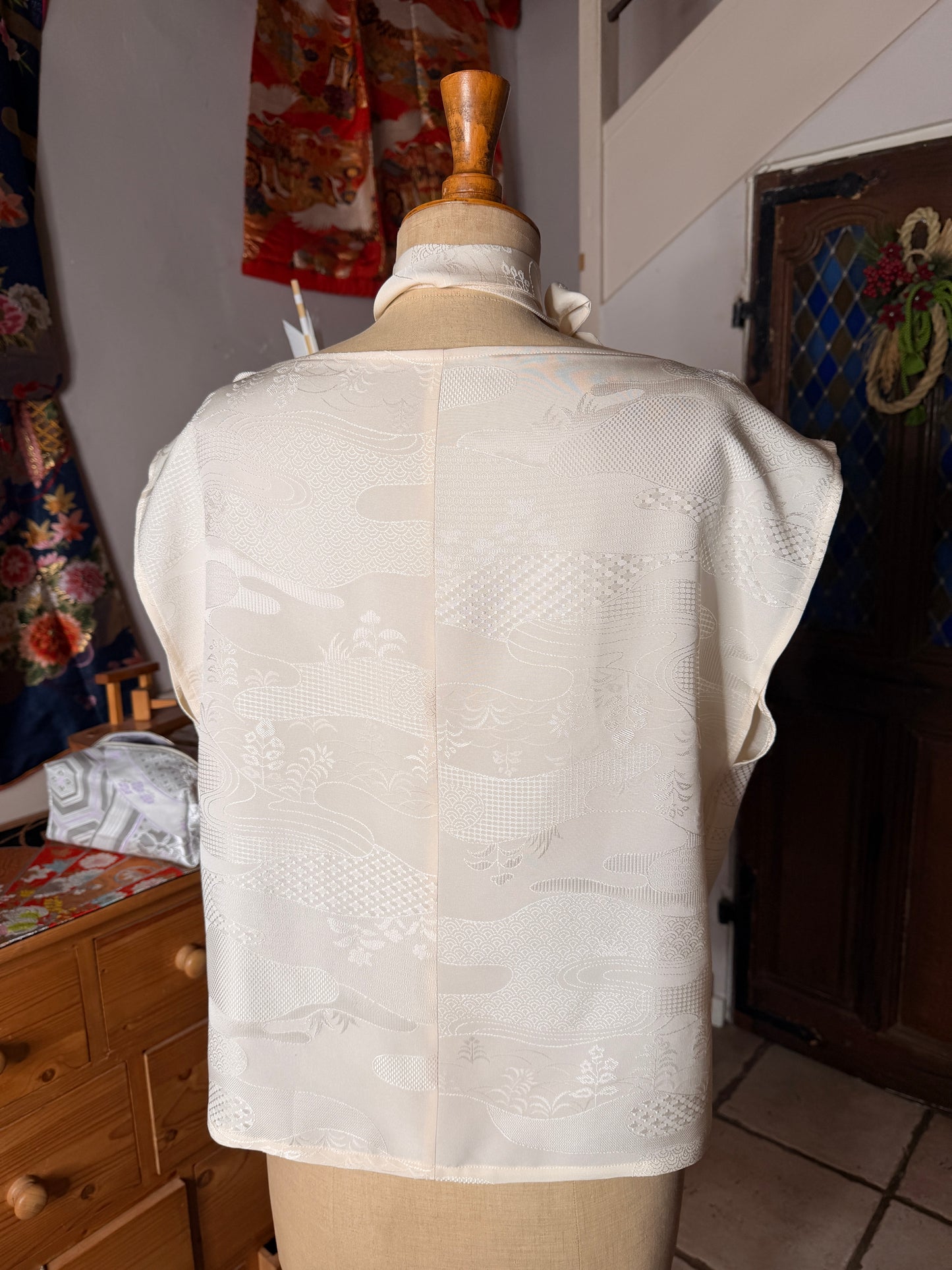 Top tunique kimono japonais en soie Neuf