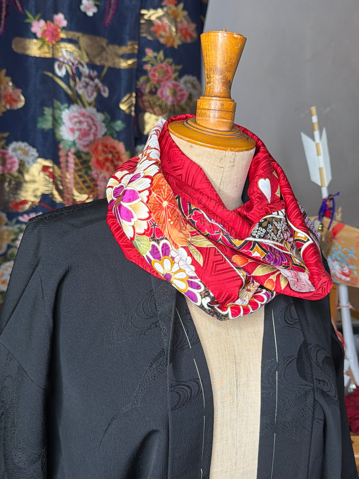 Tour de cou snood kimono japonais Furisode en soie