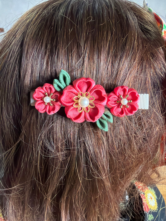 Pince à cheveux Tsumamisaiku kimono japonais en soie