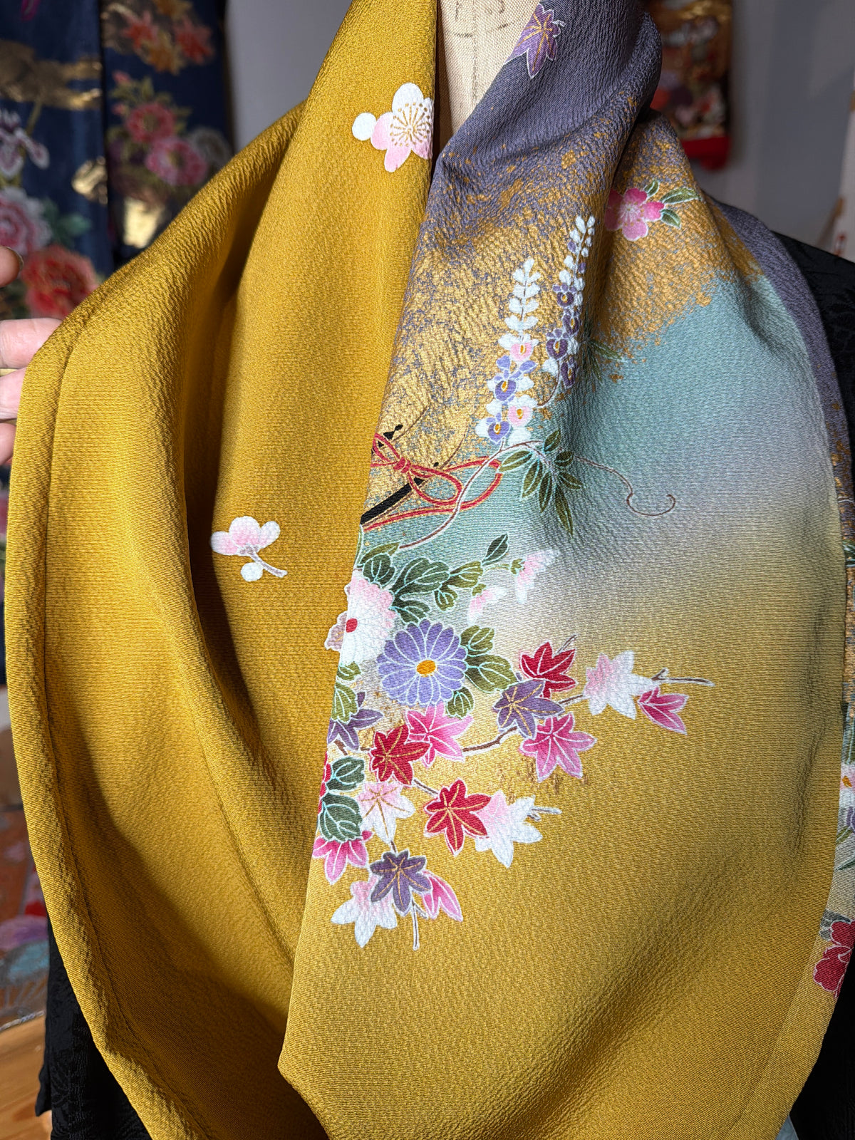 Tour de cou snood kimono japonais Furisode en soie