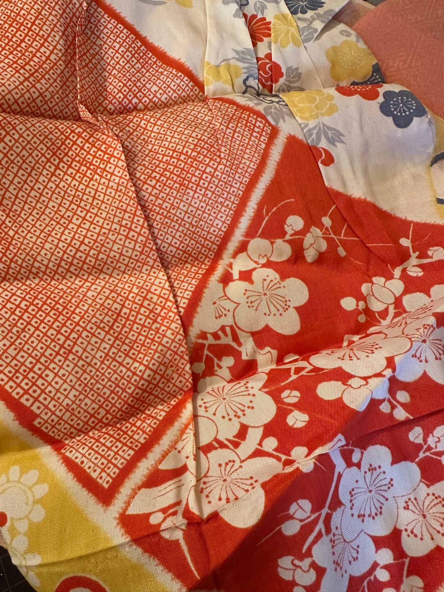 Snood tour de cou foulard kimono japonais antique en soie