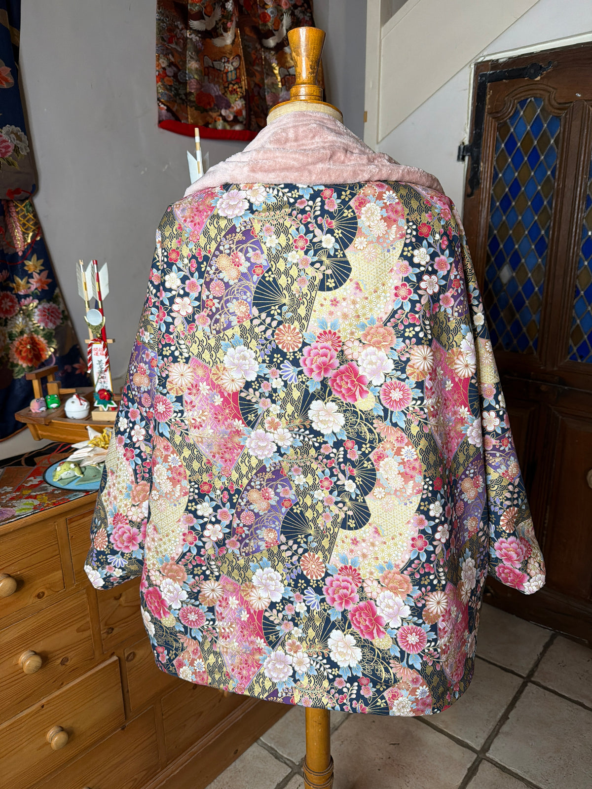 Momonga veste réversible tissu japonais et micropolaire doux