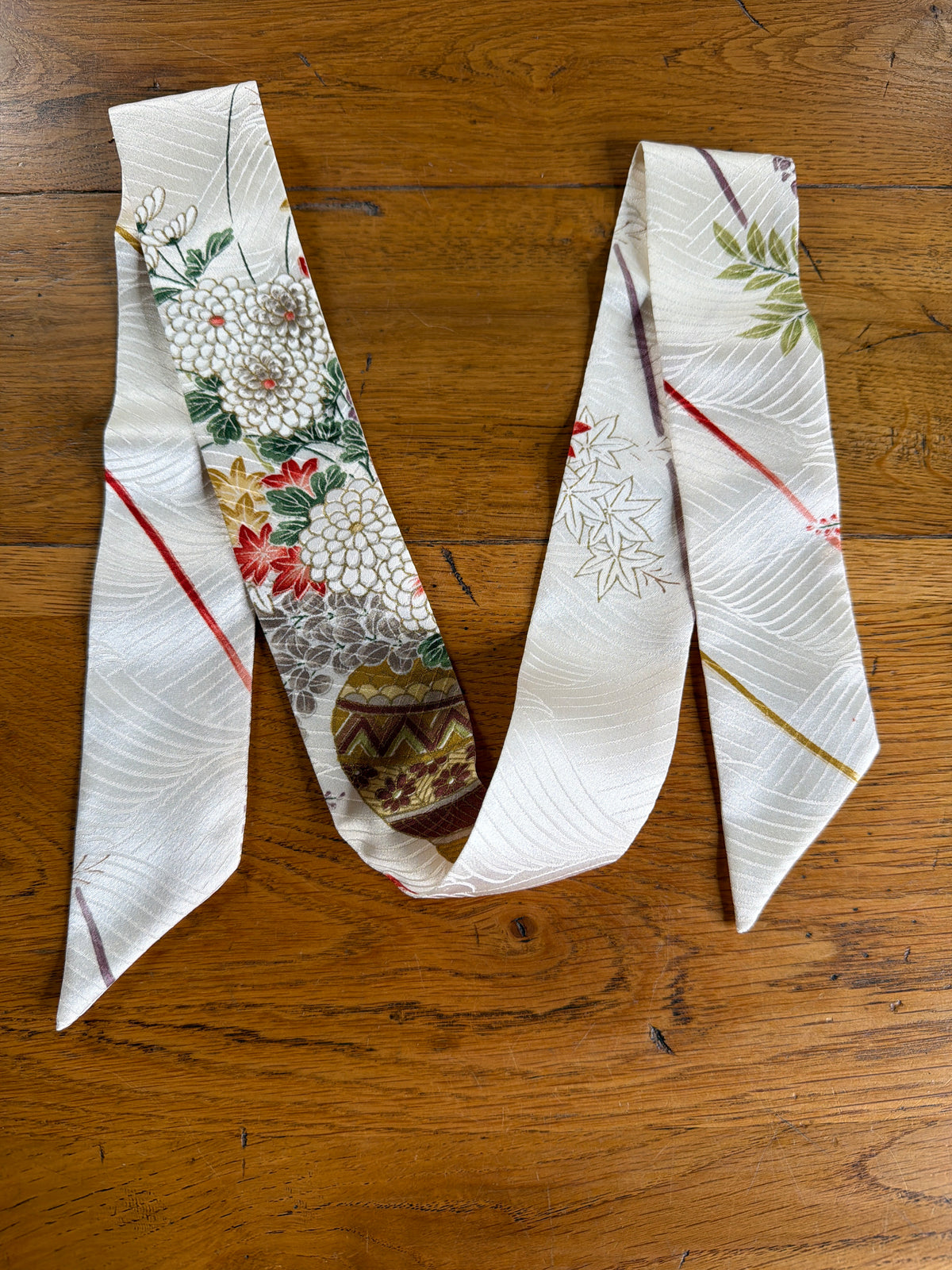 Foulard ruban kimono japonais bingatazome Okinawa en soie