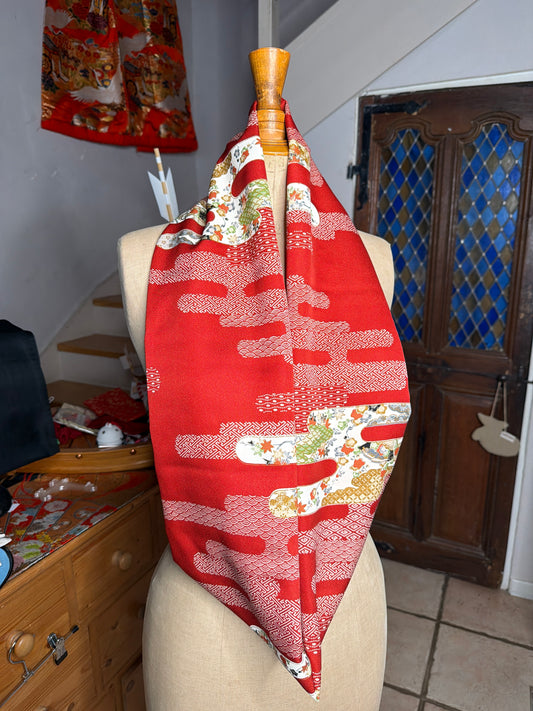 Tour de cou foulard kimono japonais en soie