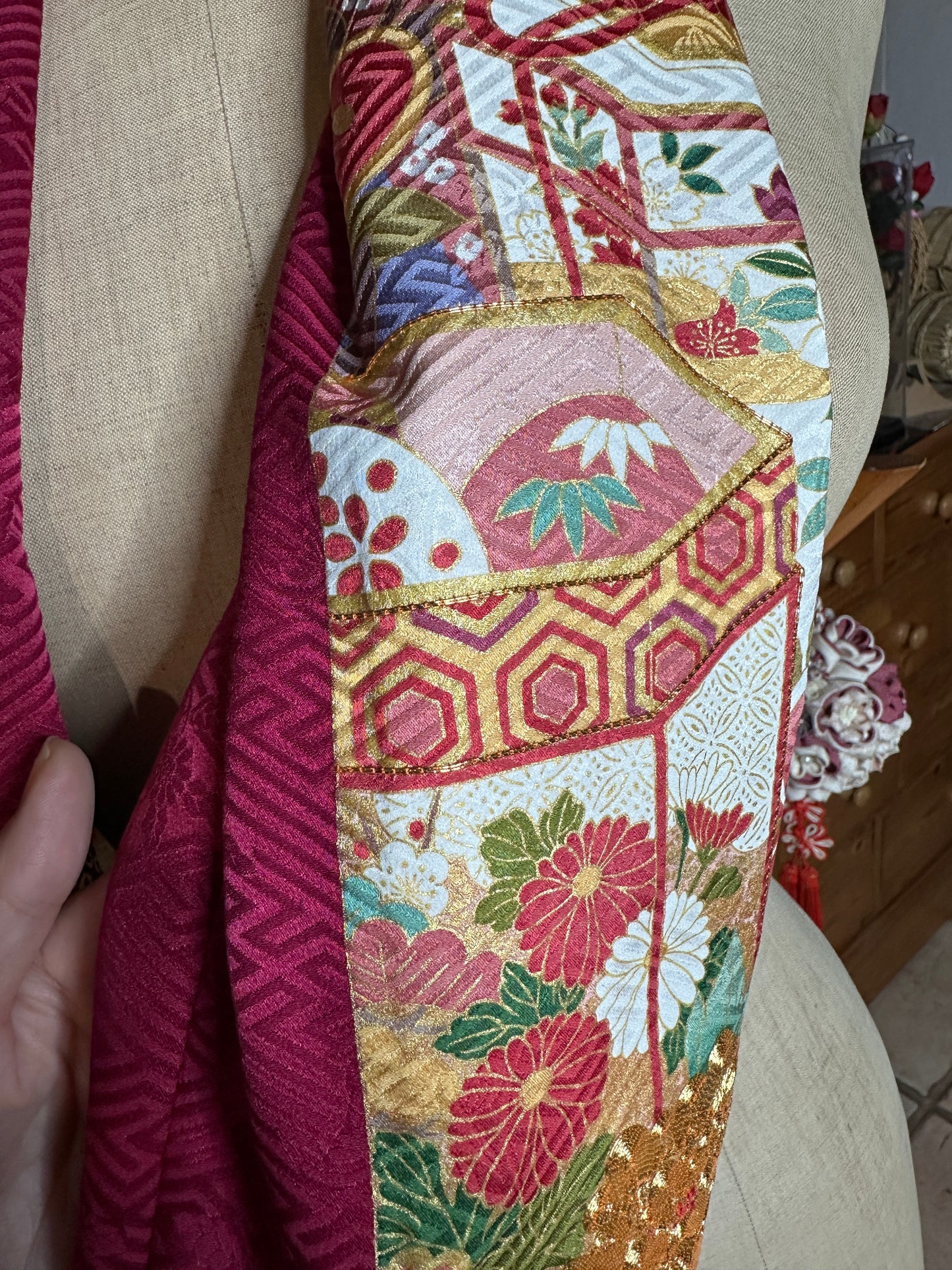 Snood tour de cou kimono japonais Furisode en soie Neuf
