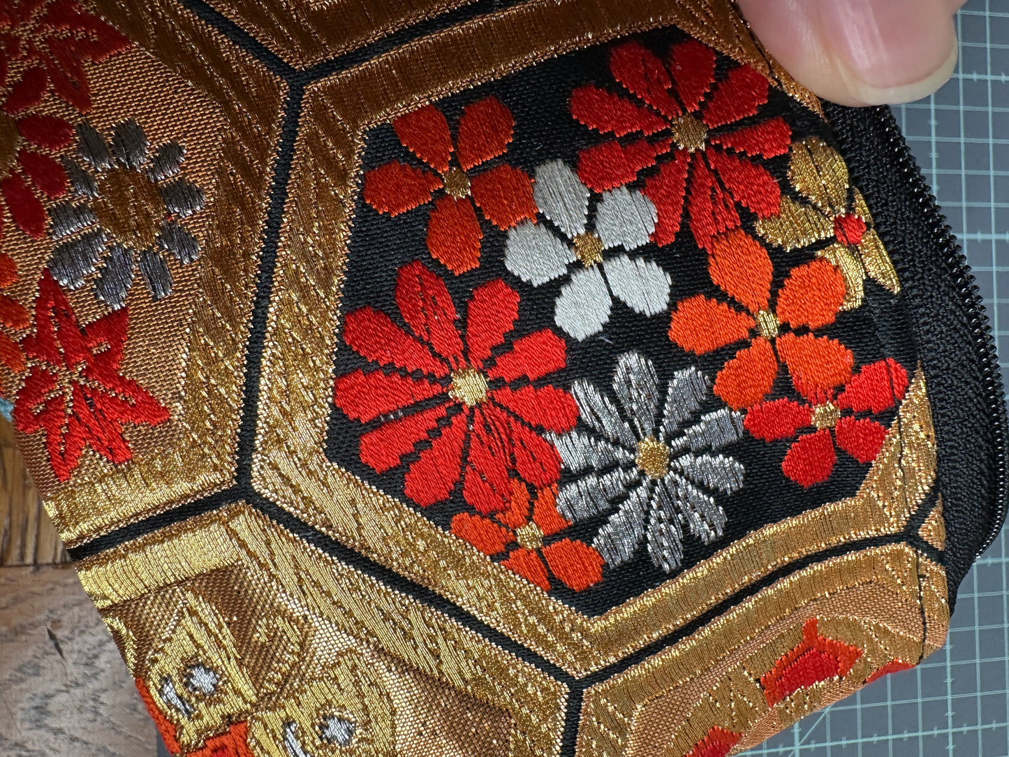 Porte monnaie mini pochette en Obi kimono japonais en soie