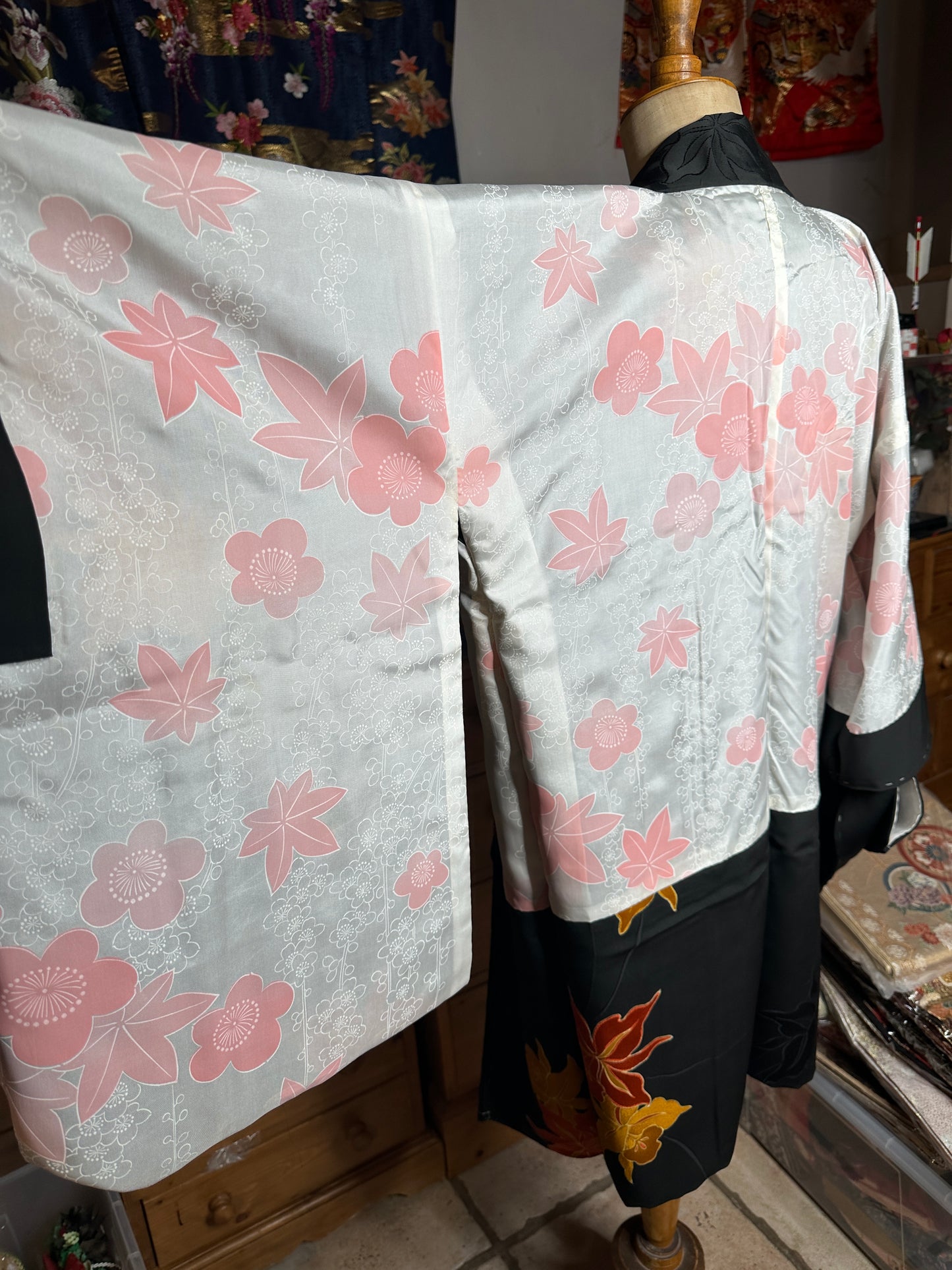Naga Haori veste pour kimono japonais mi long en soie Neuf