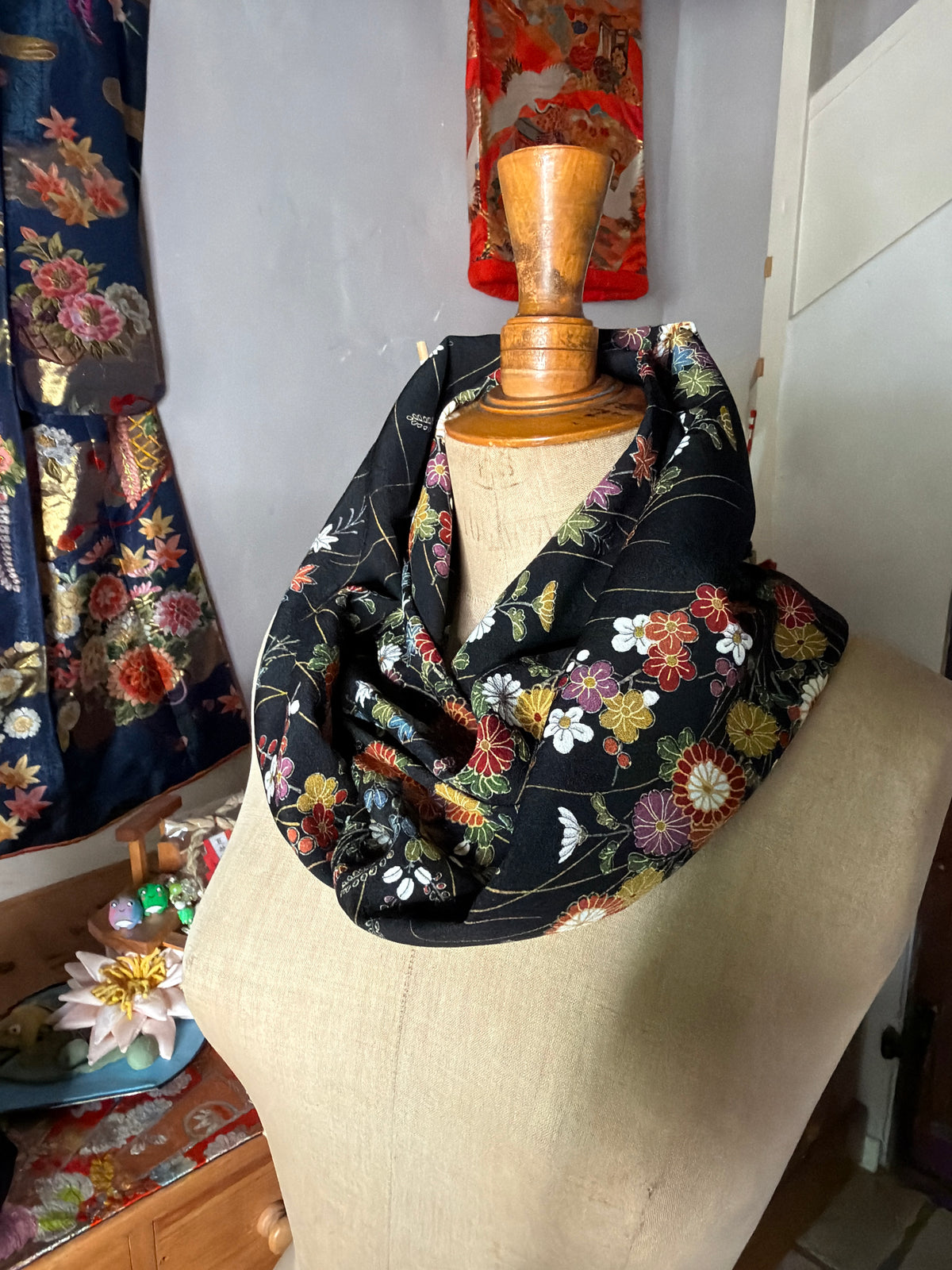 Tour de cou foulard kimono japonais en soie