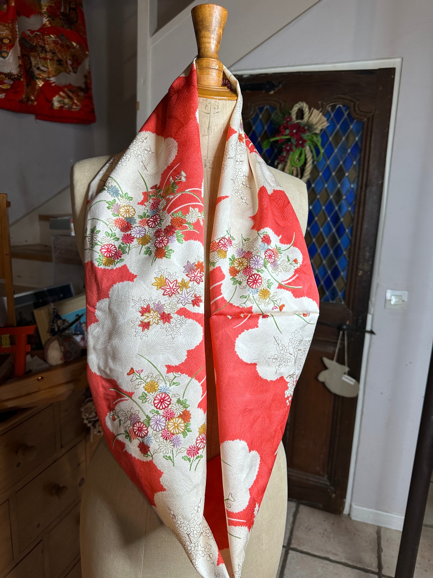 Tour de cou snood kimono japonais en soie
