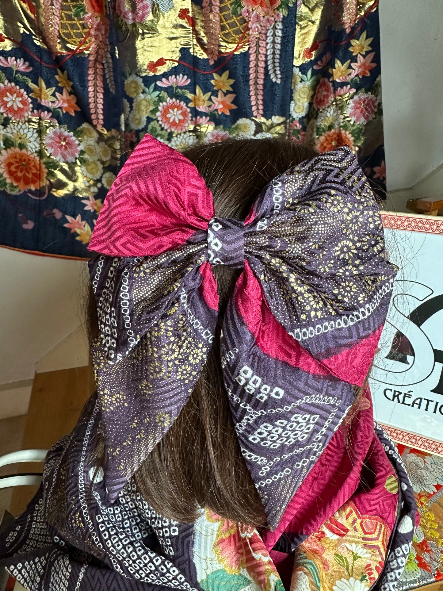 Barette japonaise kimono furisode en soie Neuf