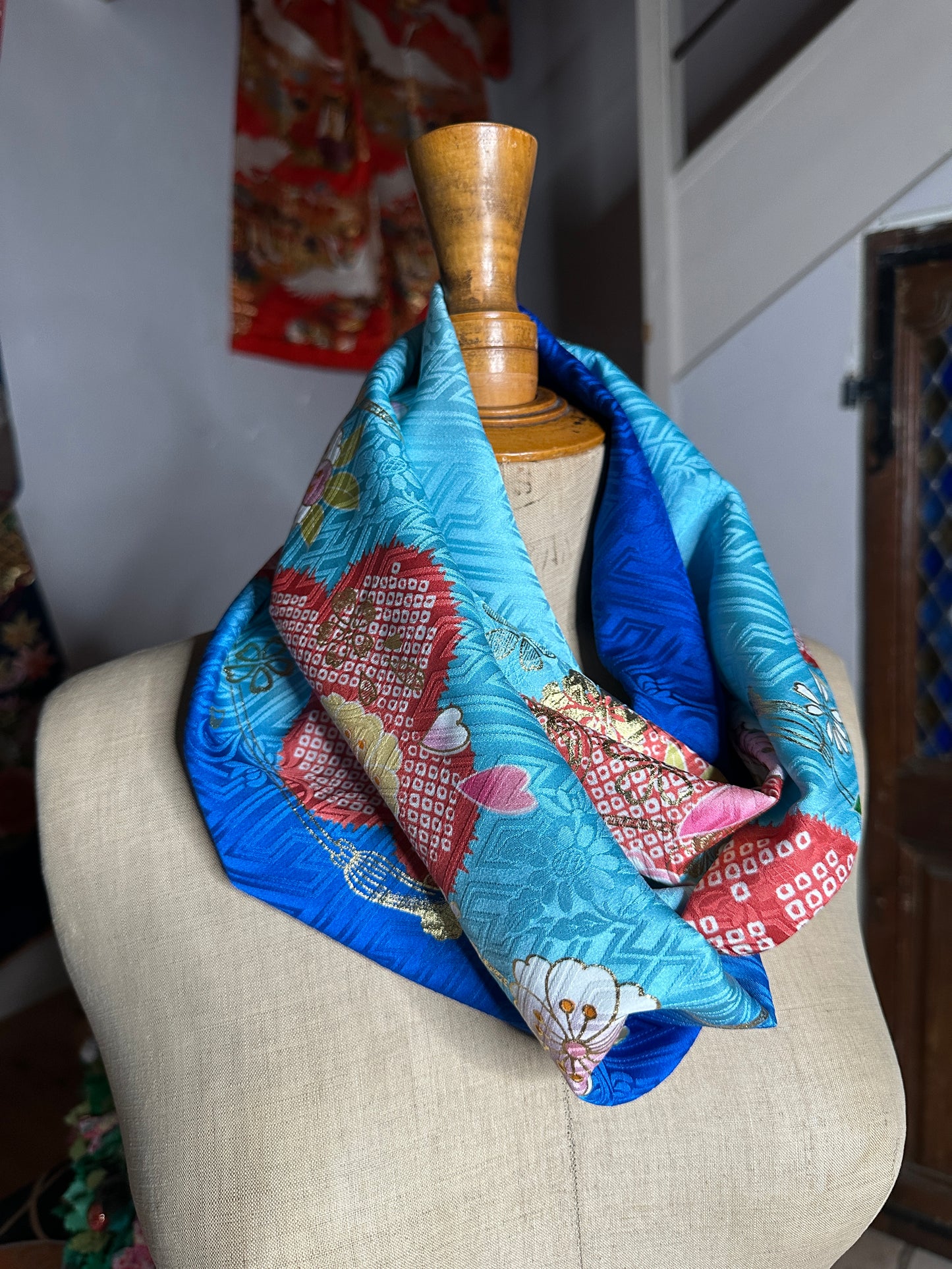 Tour de cou snood kimono japonais en soie