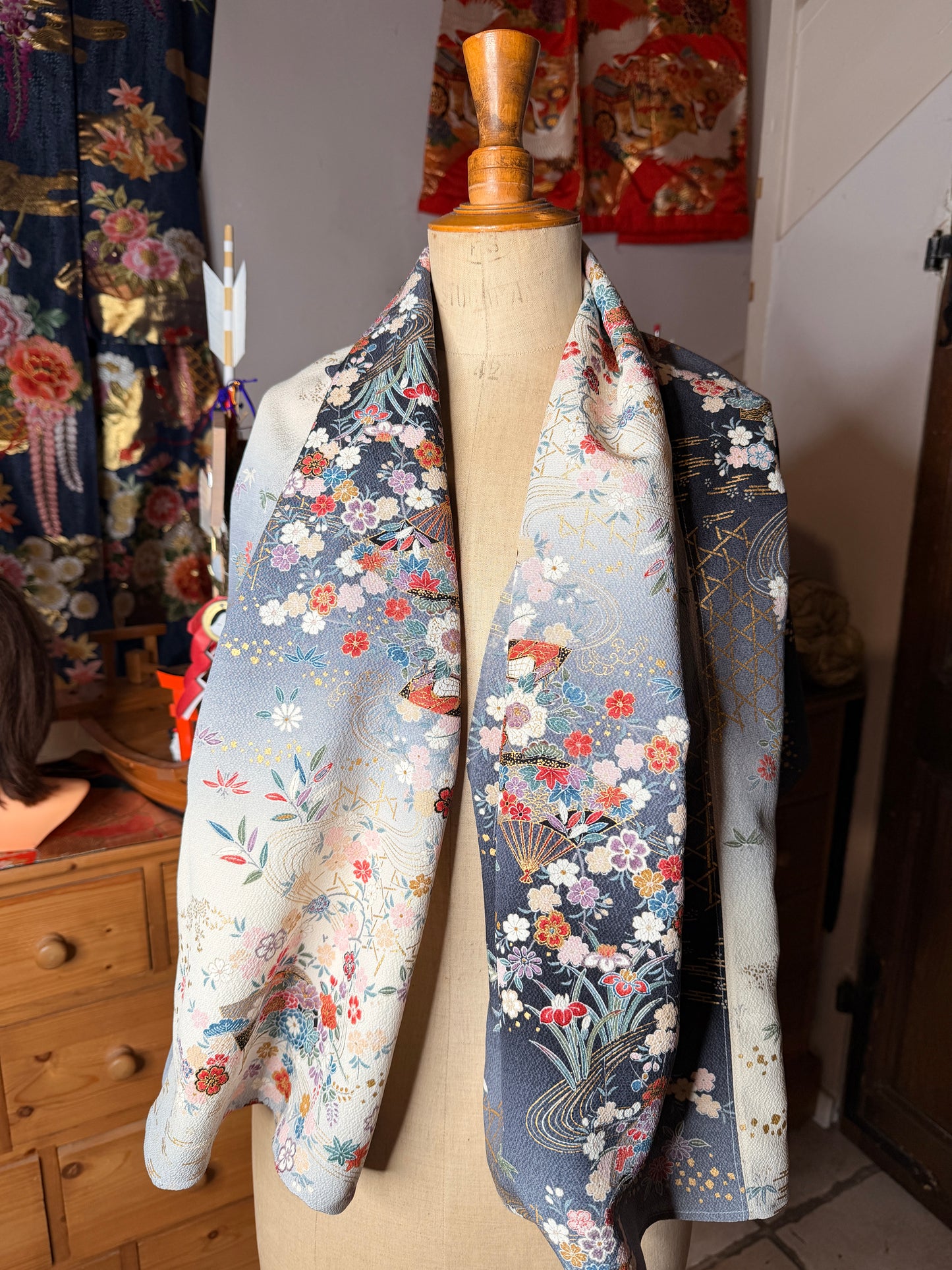 Top court tunique en kimono japonais en soie Neuf