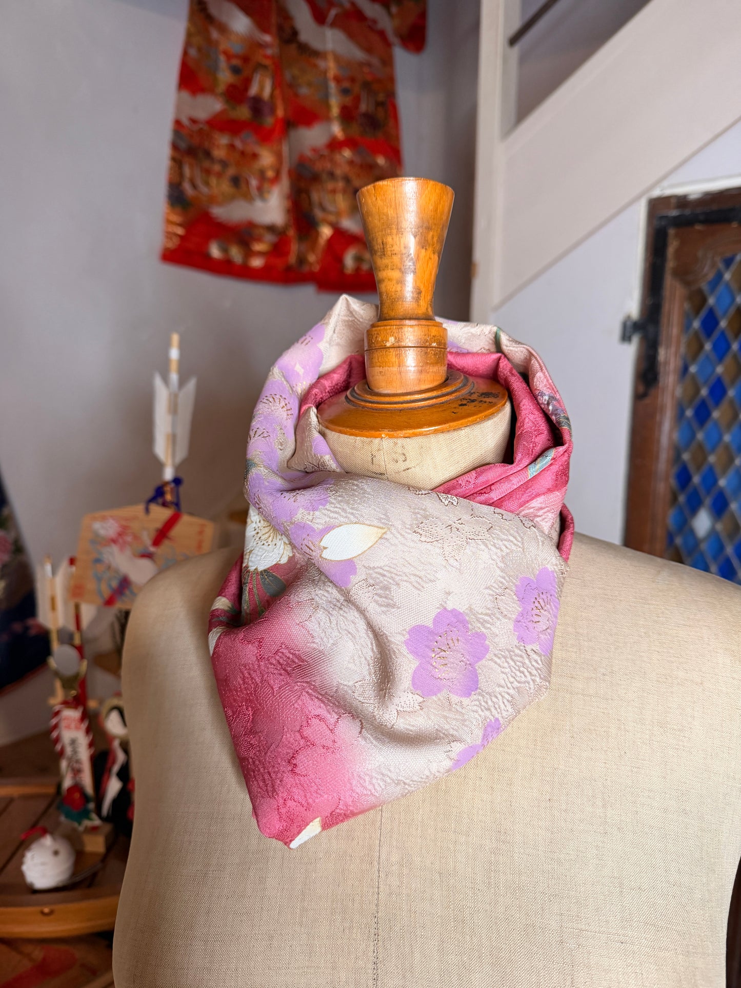 Snood tour de cou kimono Japonais furisode en soie Neuf