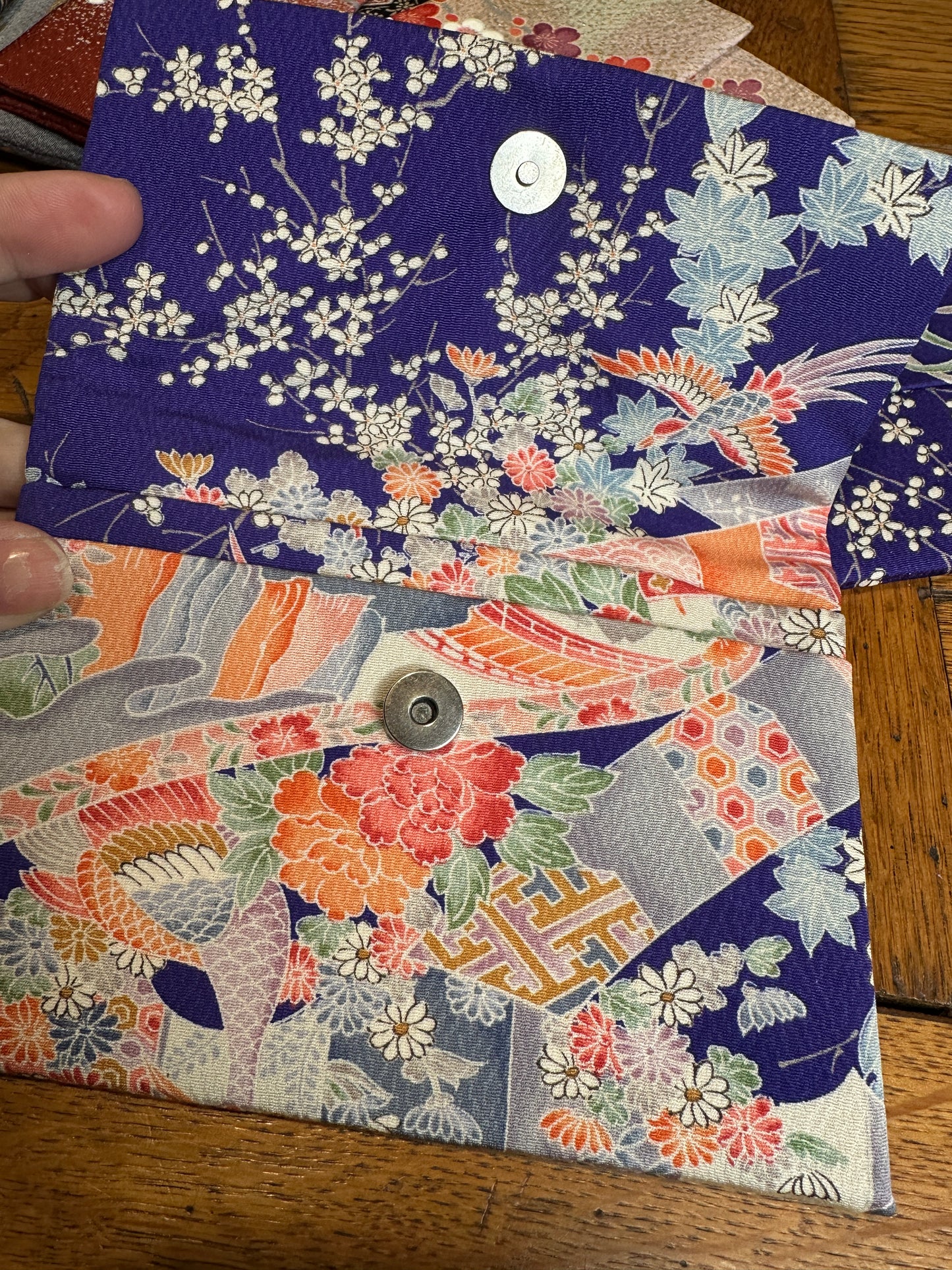 Pochette passeport 2 compartiments kimono japonais en soie