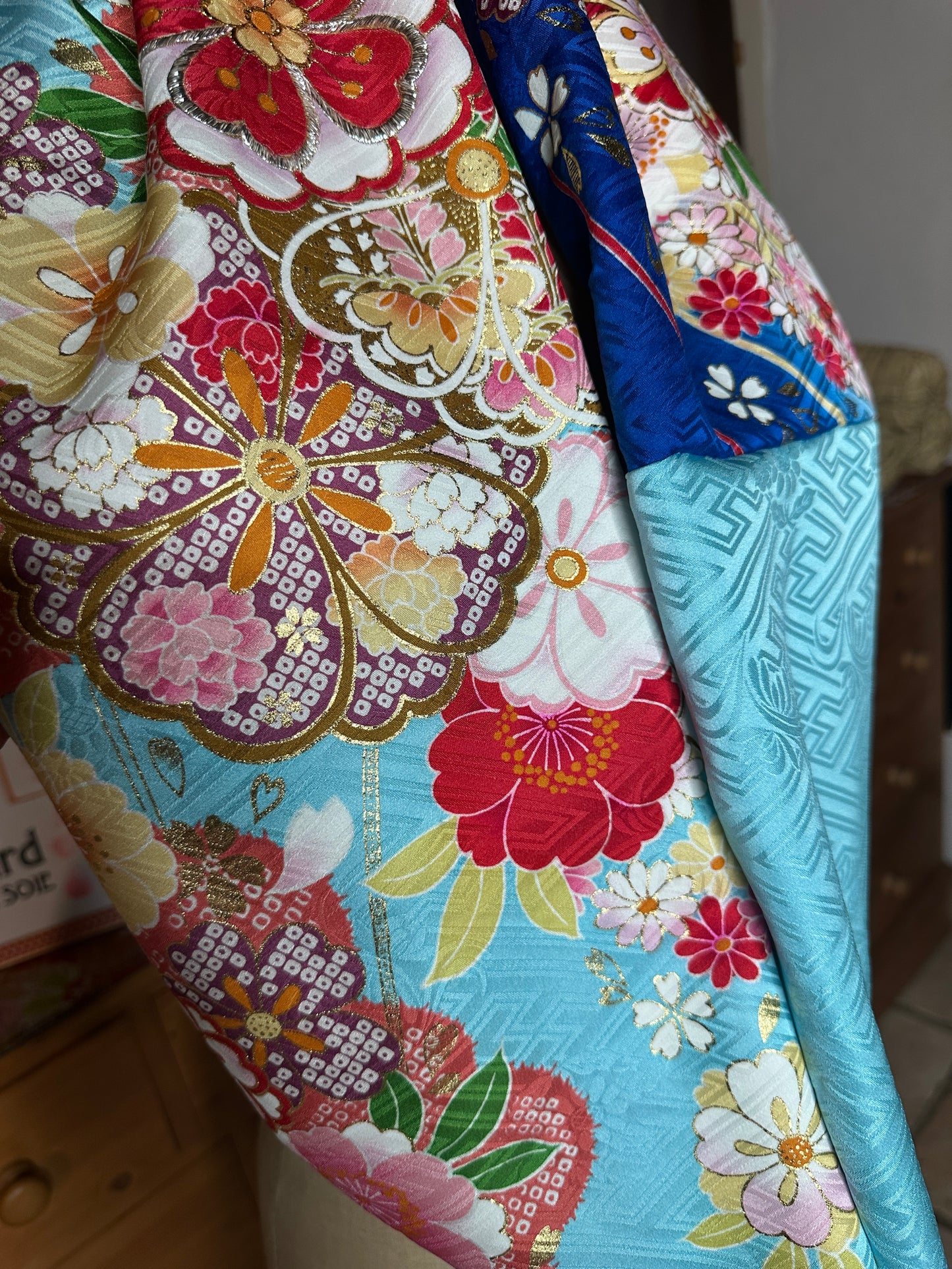 Tour de cou foulard furisode kimono japonais en soie