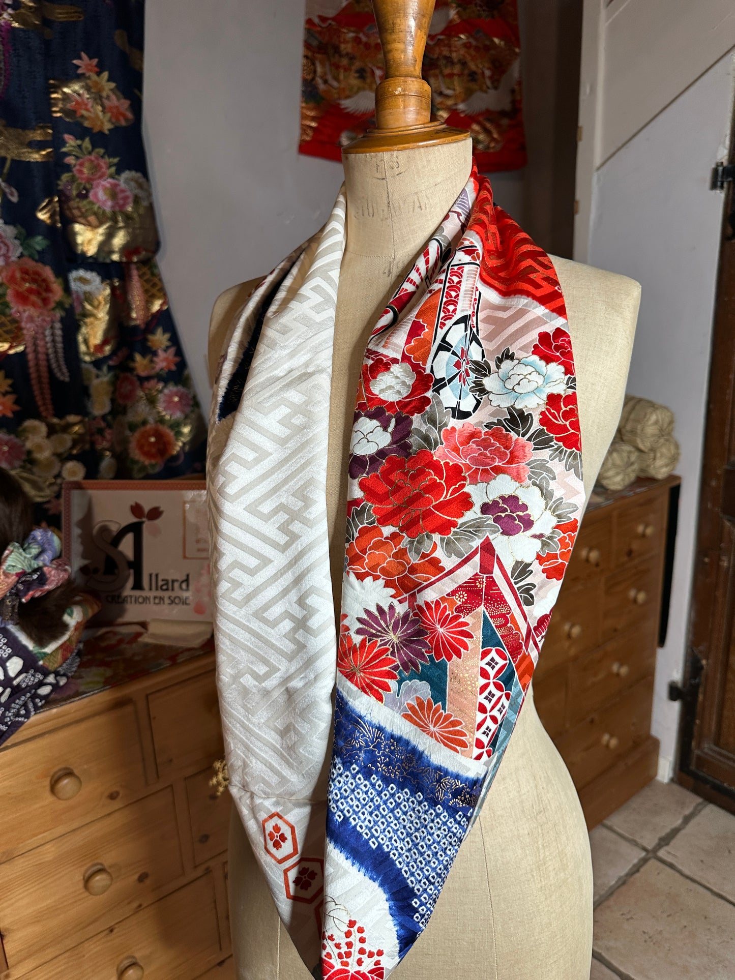 Snood tour de cou kimono japonais en soie
