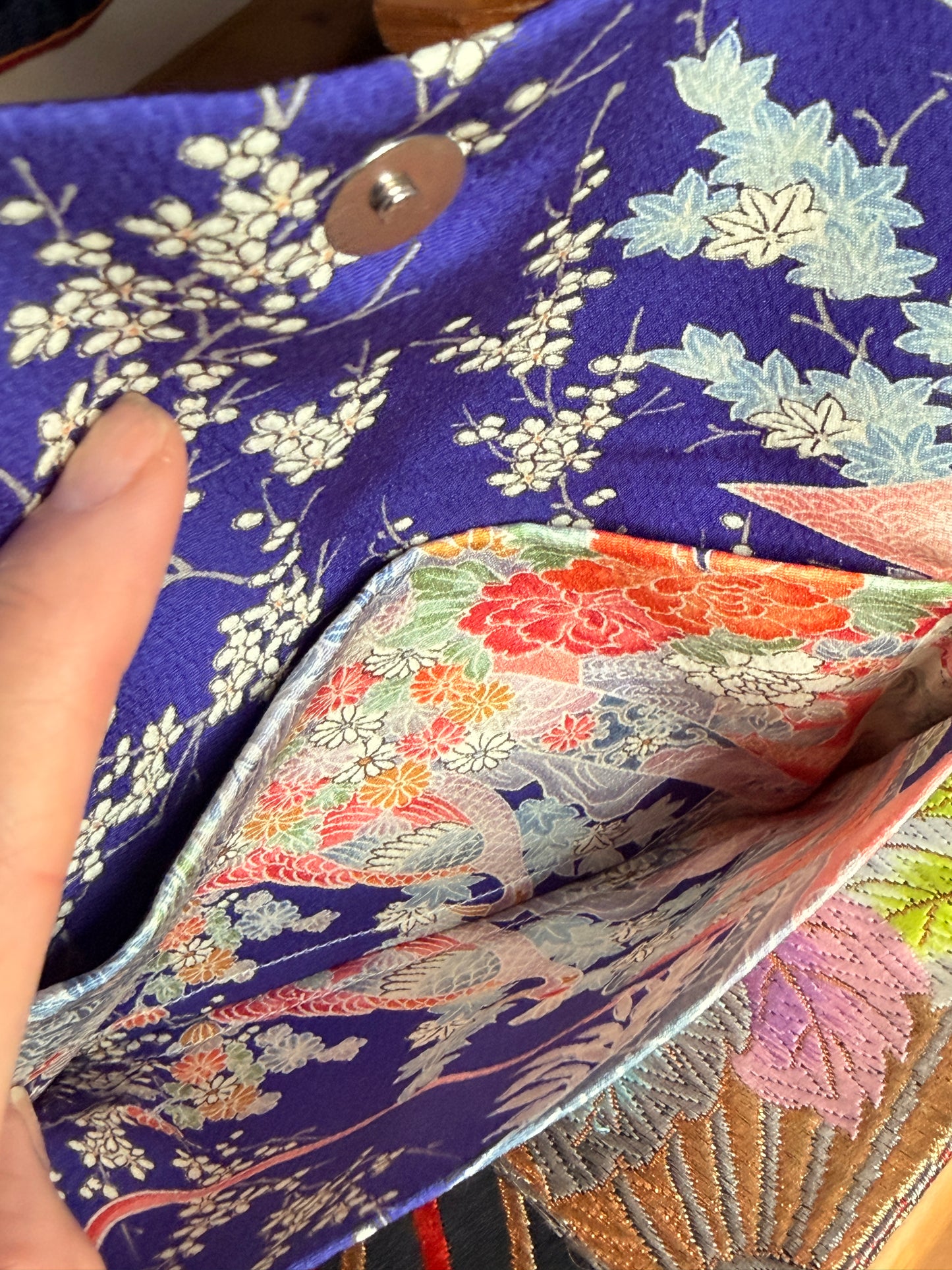 Pochette chéquier kimono japonais en soie