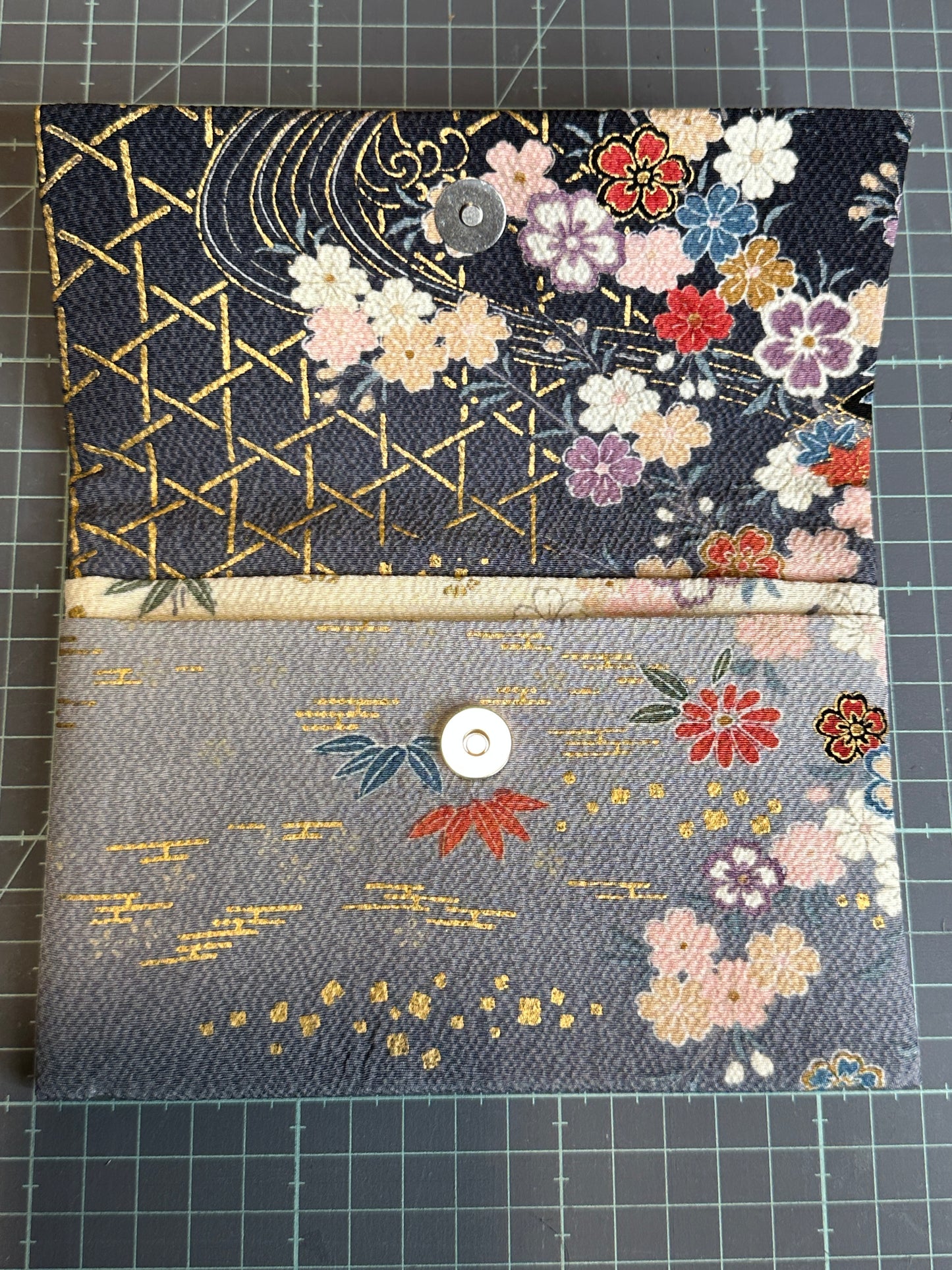 Pochette 2 compartiments kimono japonais en soie