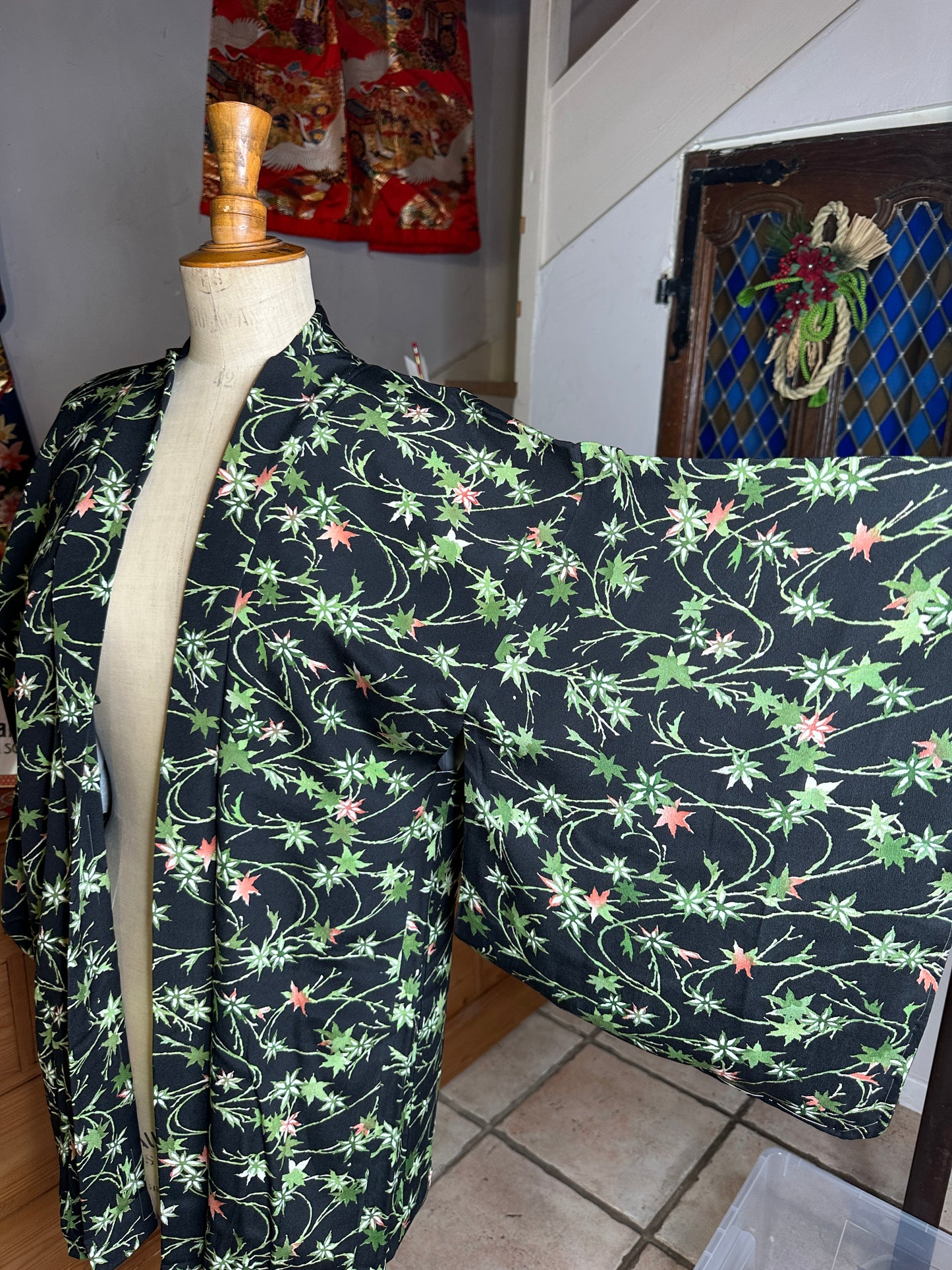 Haori feuilles d’érables japonais Neuf en soie