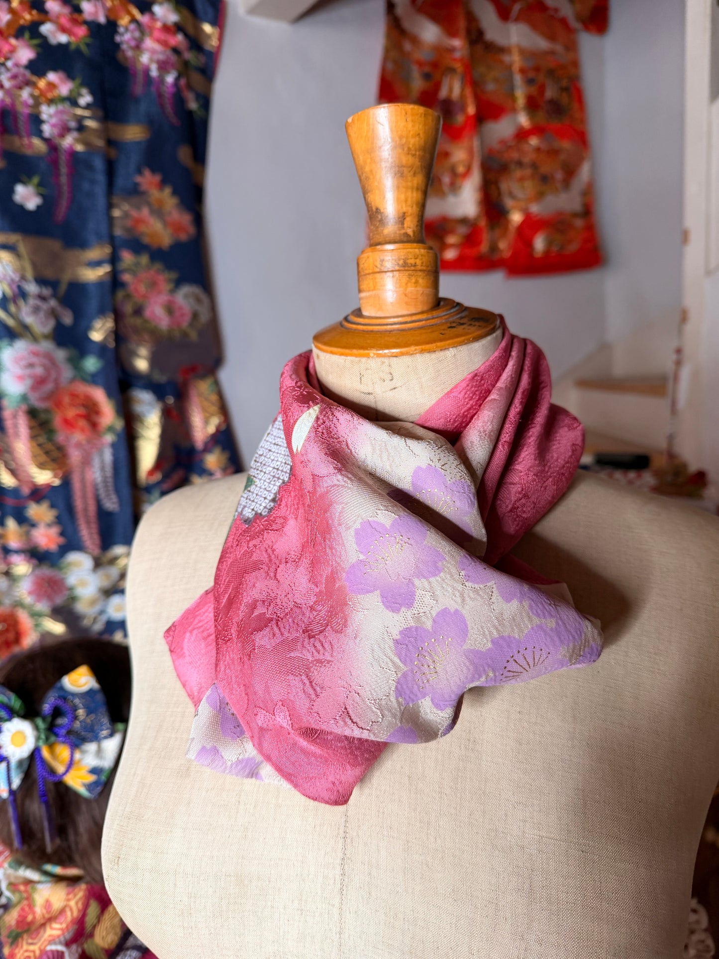 Tour de cou foulard kimono japonais Furisode en soie Neuf