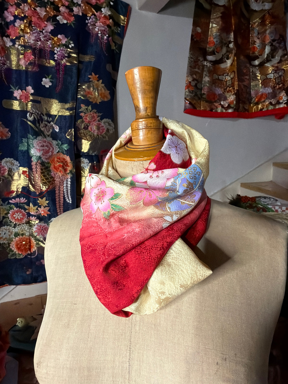 Tour de cou snood kimono furisode japonais en soie