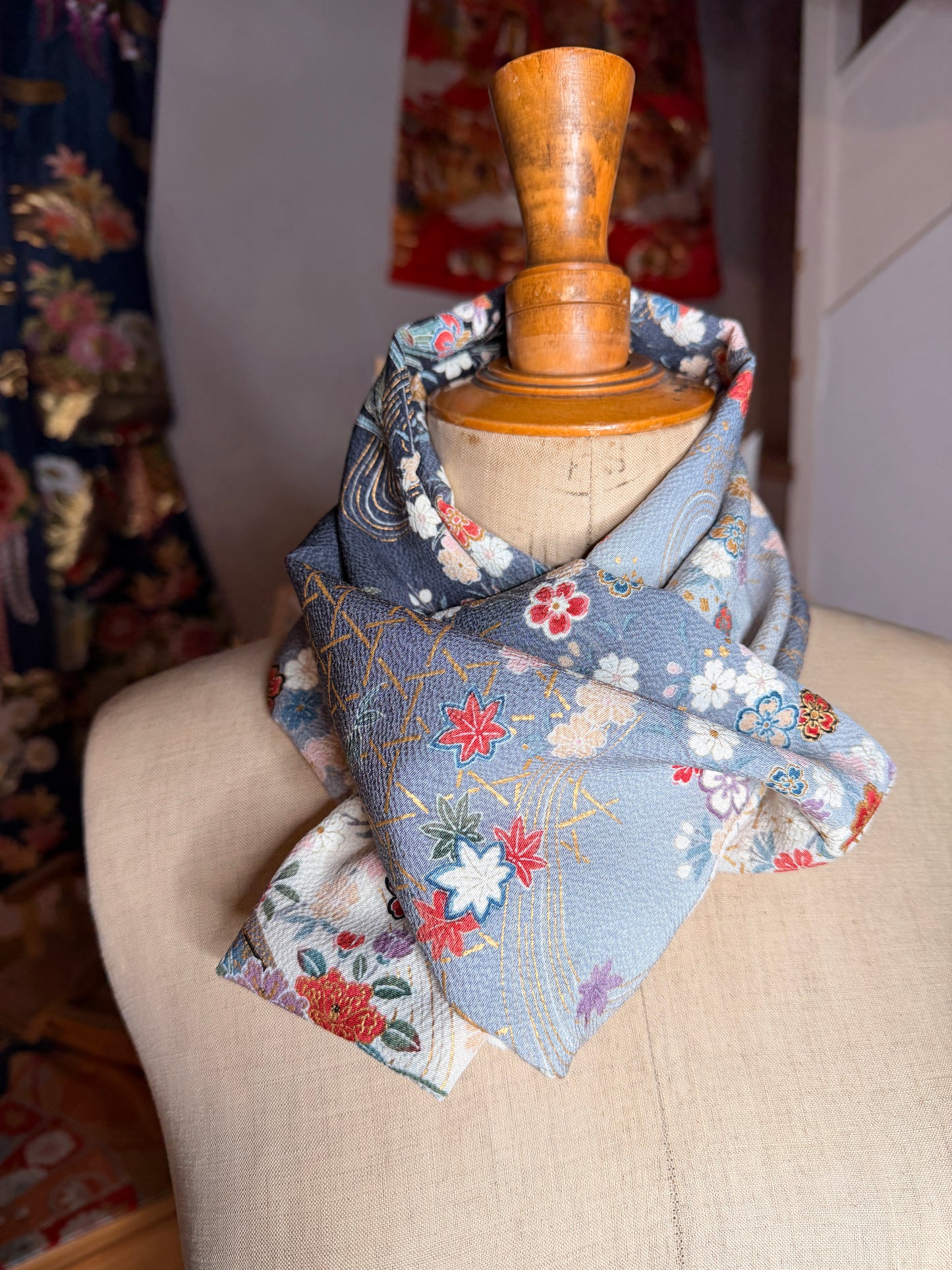 Tour de cou foulard kimono japonais en soie