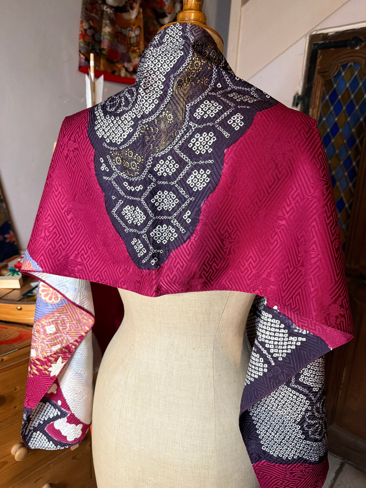 Foulard tissu kimono japonais furisode en soie